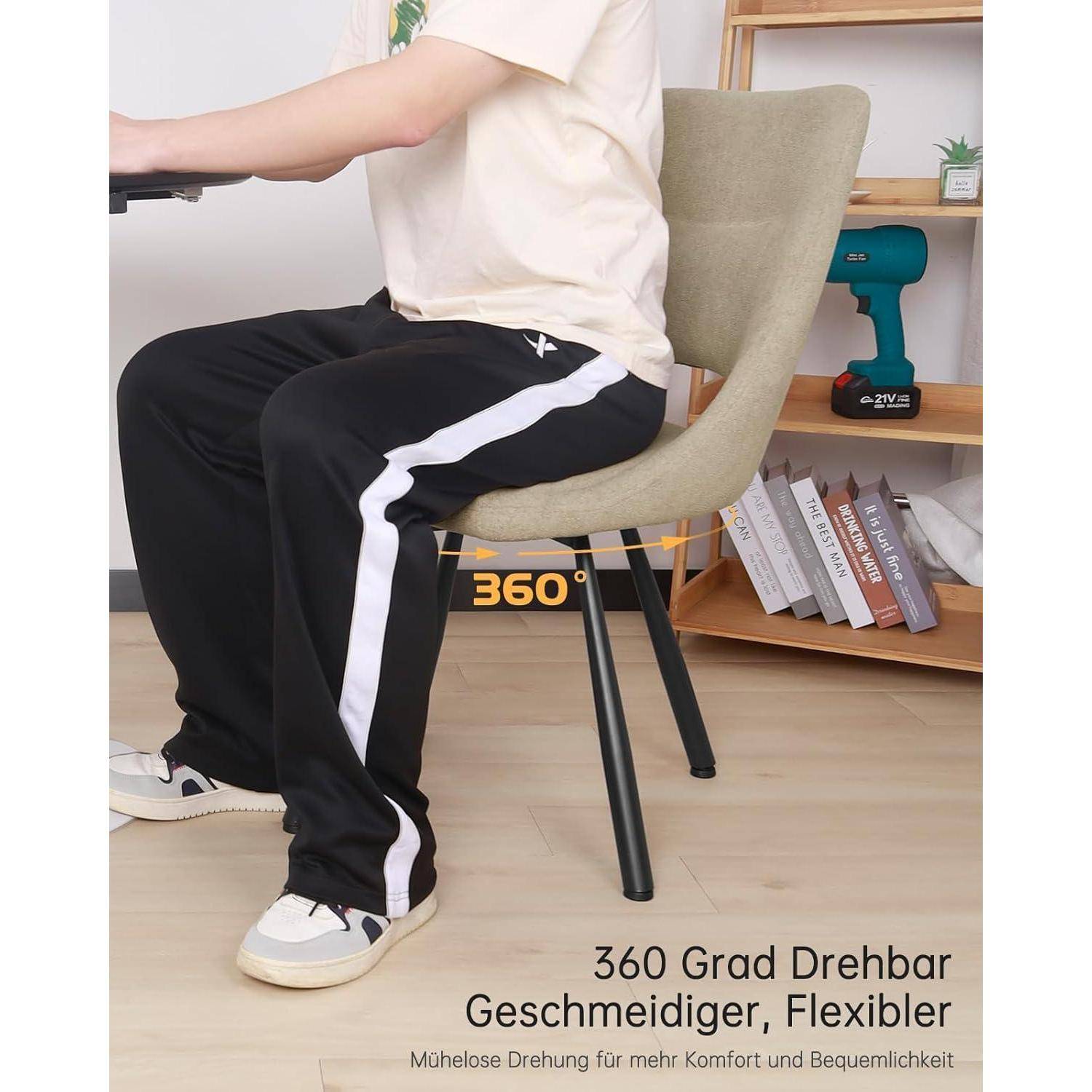LEWE Esszimmerstühle drehbar 1er Set, 360° Drehstuhl, Kaschmir-Stoff | Ergonomischer Polsterstuhl mit Durchbrochene Rückenlehne, Breitere Sitzfläc