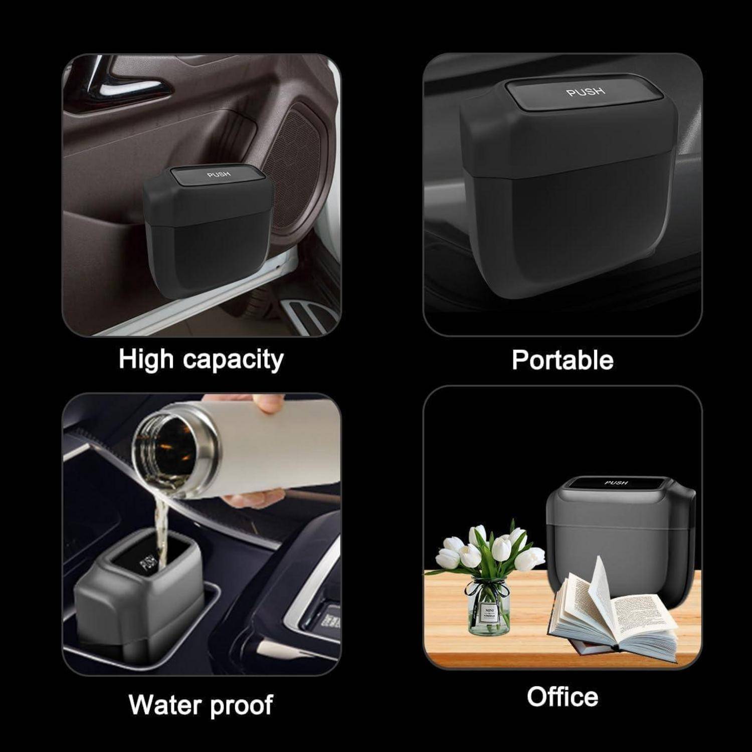 JNNJ Mini Auto Mülleimer, Tragbare Mini Autoabfalleimer, Auto Mini-Mülleimer Mit Deckel, Plastik Auto Mini Mülleimer, Multifunktionaler Auto-Mülle