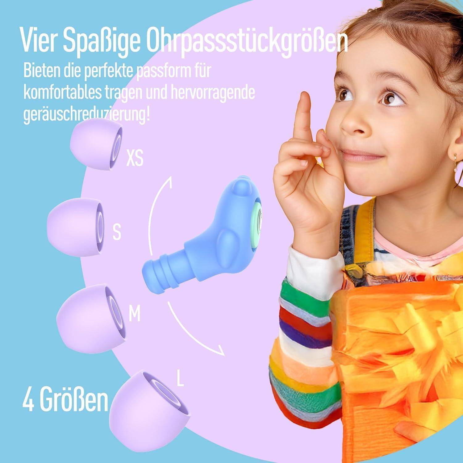 Hearprotek 28dB gehörschutz ohrstöpsel kinder 6-12 Jahre, gehörschutzstöpsel lärmschutz ohrenschutz kinder für Schule konzentration,konzert,flug