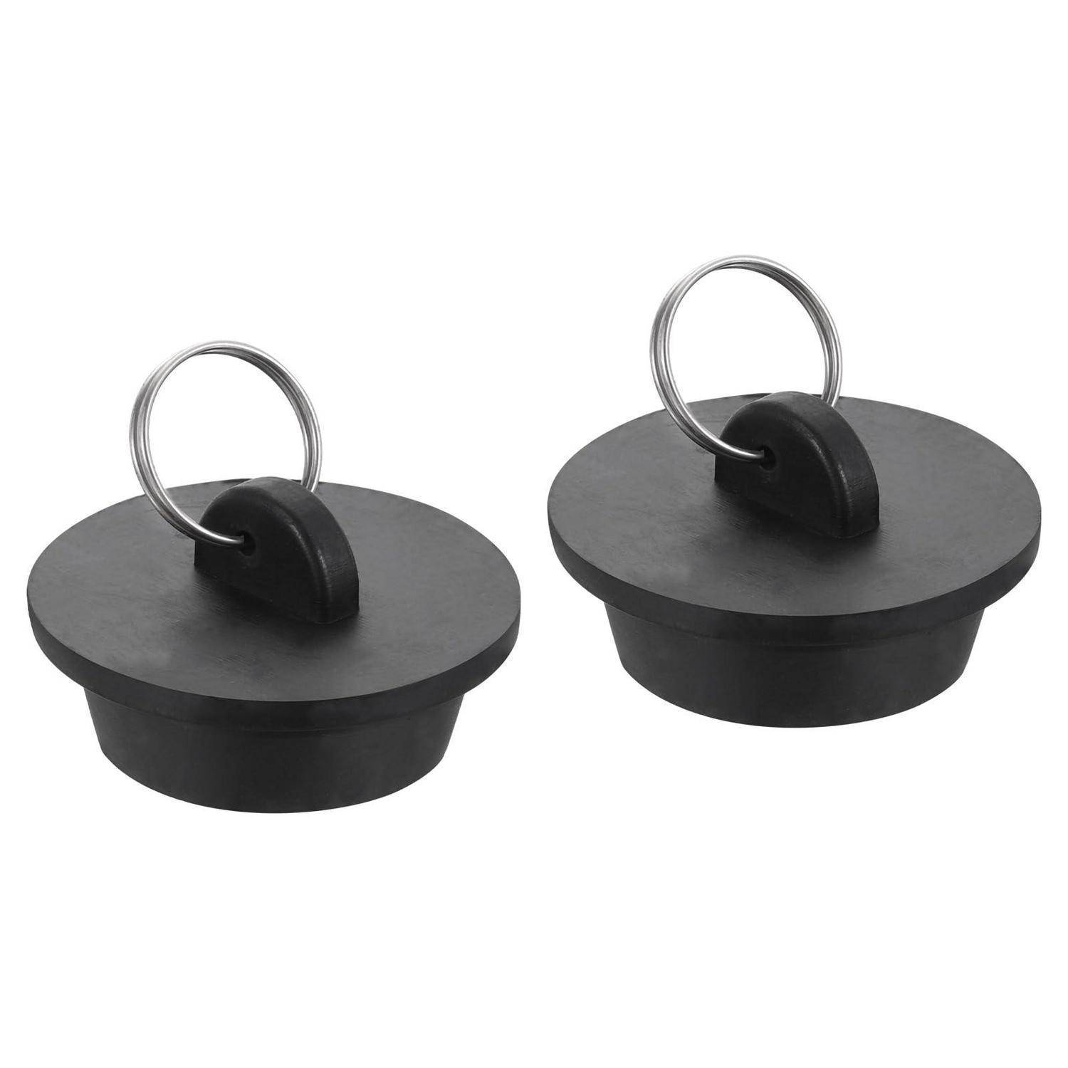 Zwei schwarze runde Hebeösen mit Metallringen, nebeneinander auf weißem Hintergrund abgebildet.