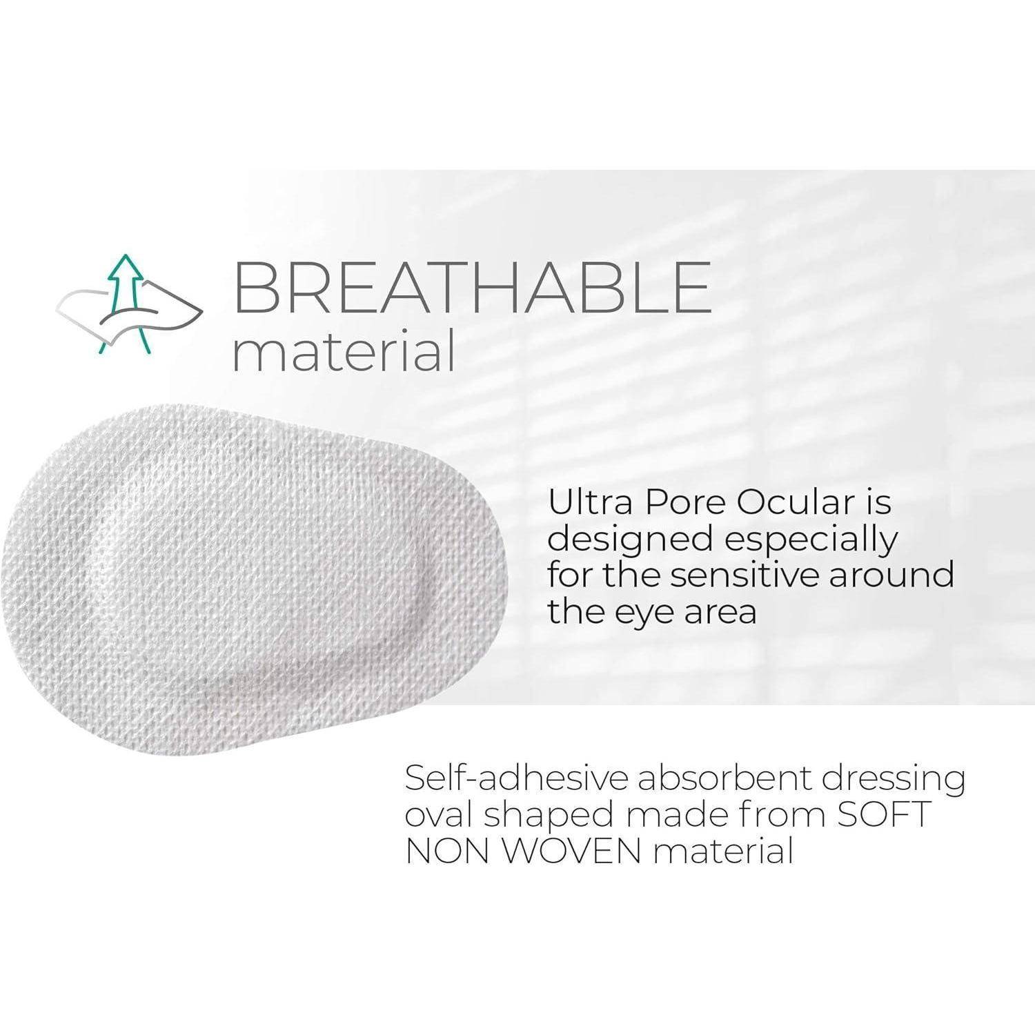 Medrull Steril Ultra Pore Ocular Augenkompressen Selbstklebend 50 Stk 5,7 x 8,2 cm Augenpflaster für Kinder und Erwachsene, Wundauflage, ideal nach