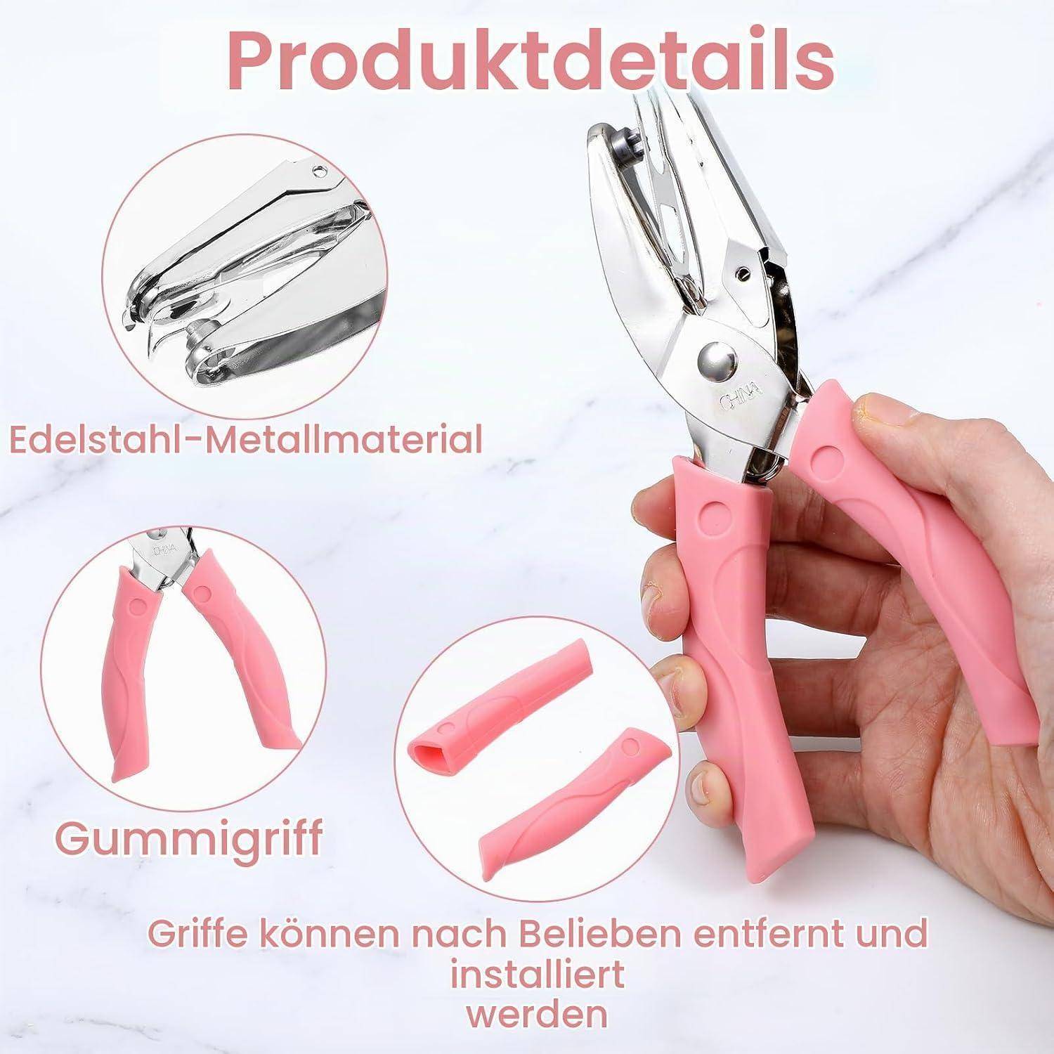 5.5mm Lochzange Papier, Herzform Lochzange mit Gummigriff | Einzellocher Rosa, Einzellochstanze, Individuelle Kleine Locher für Kleidungstickets