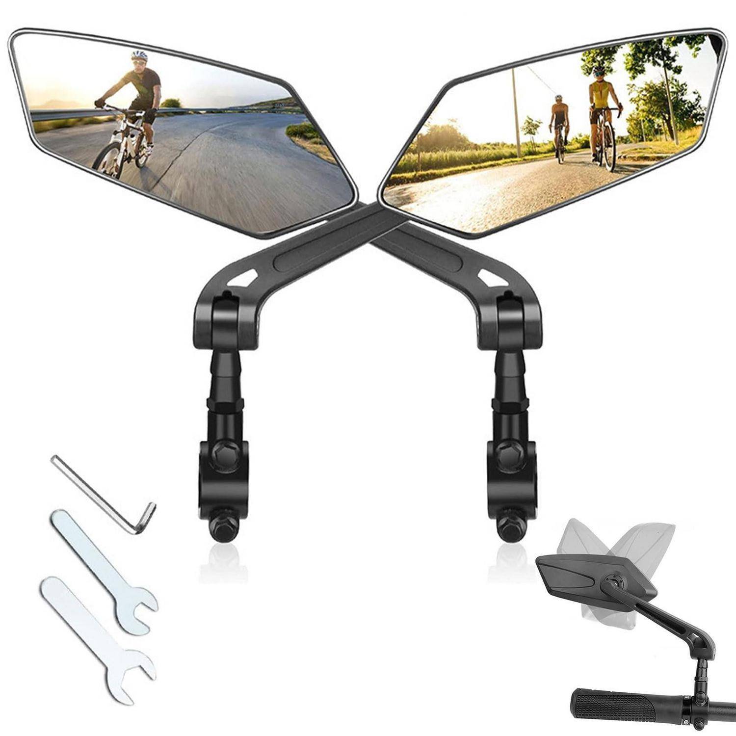 Fahrradspiegel,360° Klappbar & Drehbar Rückspiegel,1 Paar Extra Große Bar End Fahrradspiegel,Spiegel für Fahrrad Schlagfestes Echtglas,22-24mm