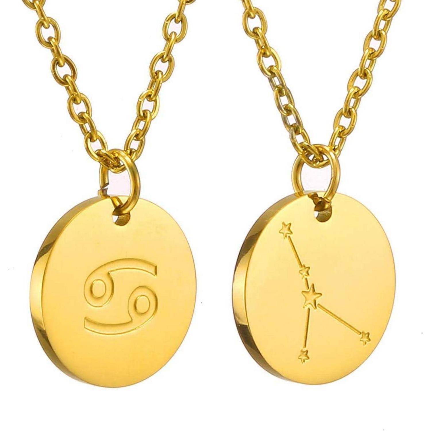 AFSTALR Sternzeichen Kette Gold/Rosegold/Silber für Damen Horoskop Kette Mutter Tochter Freunde Geburtstagsgeschenk gold-Krebs