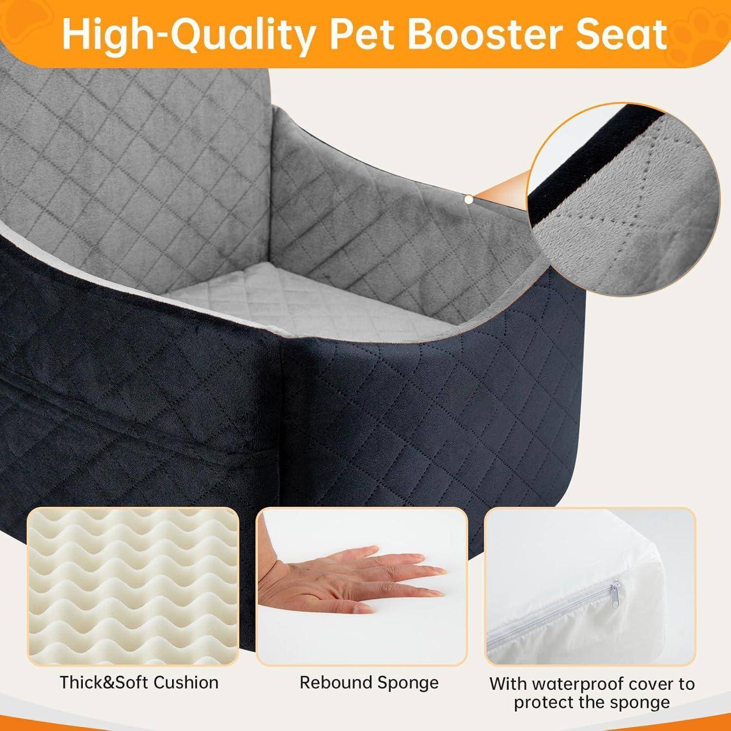 Hunde Autositz Für Mittlere Hunde,Hundesitz Auto Rückbank,Waschbares Hundebett Auto Rückbank Mit Dickem Kissen,Bis 15 Kg,Mit 2 Sicherheitsleinen,F