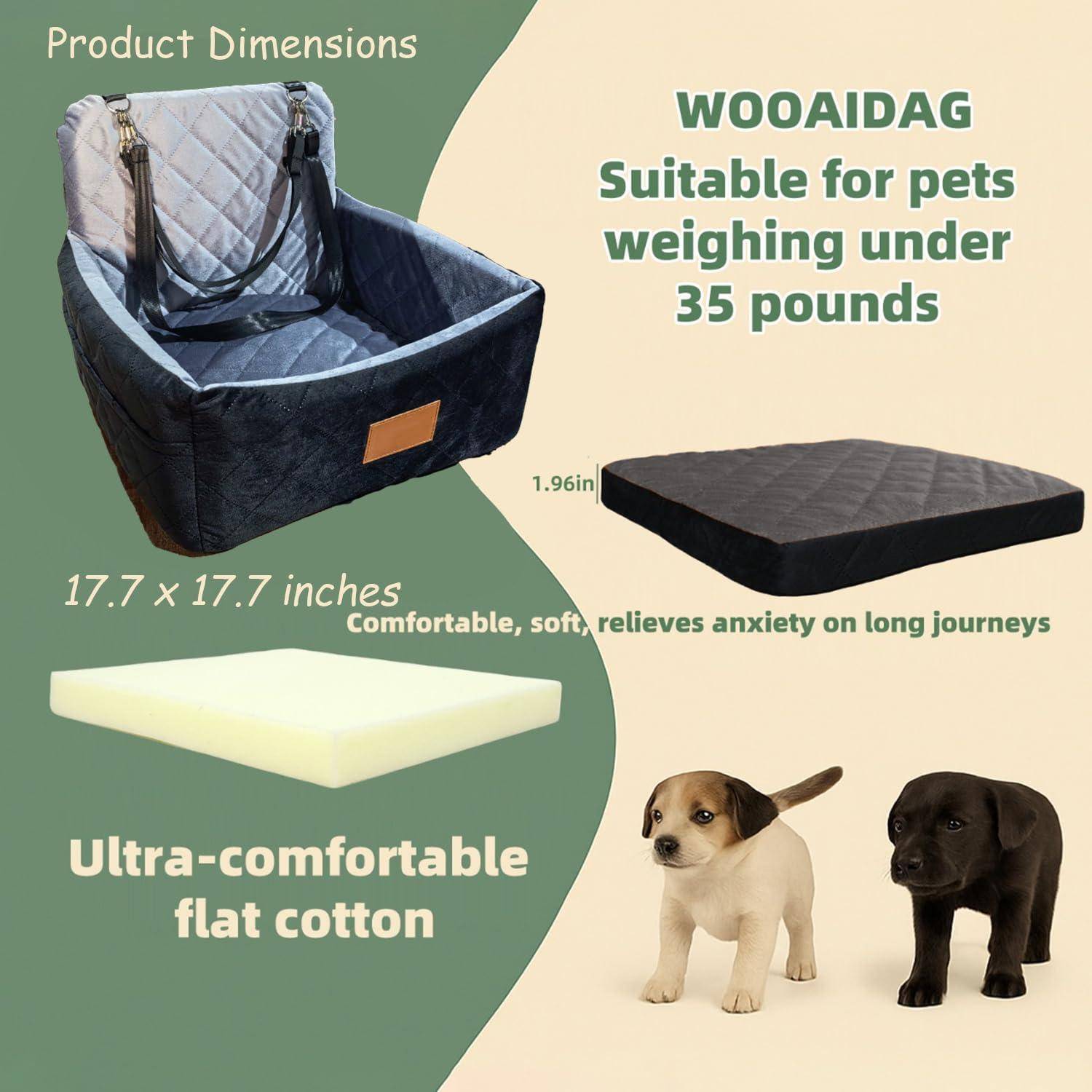 Hunde Autositz Für Mittlere Hunde,Hundesitz Auto Rückbank,Waschbares Hundebett Auto Rückbank Mit Dickem Kissen,Bis 15 Kg,Mit 2 Sicherheitsleinen,F