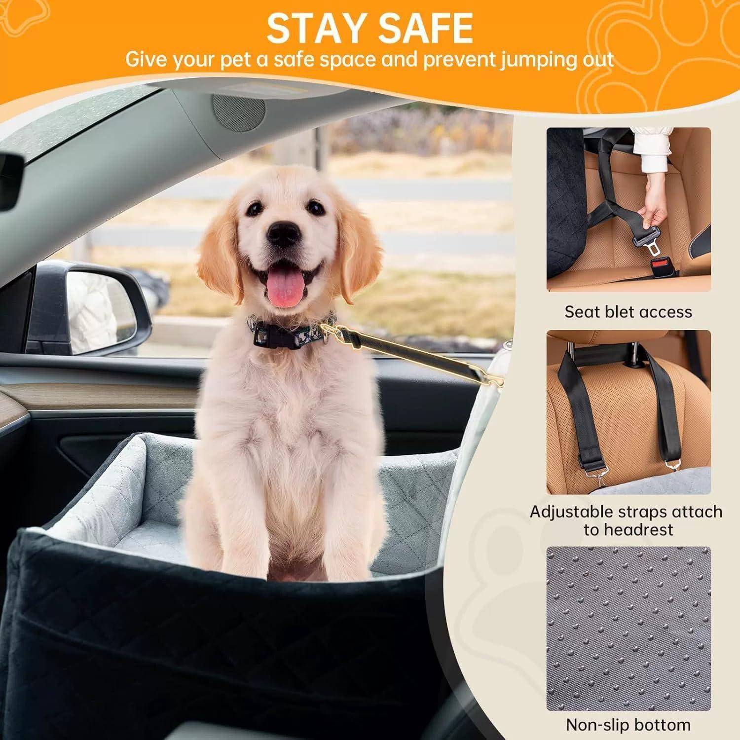 Hunde Autositz Für Mittlere Hunde,Hundesitz Auto Rückbank,Waschbares Hundebett Auto Rückbank Mit Dickem Kissen,Bis 15 Kg,Mit 2 Sicherheitsleinen,F