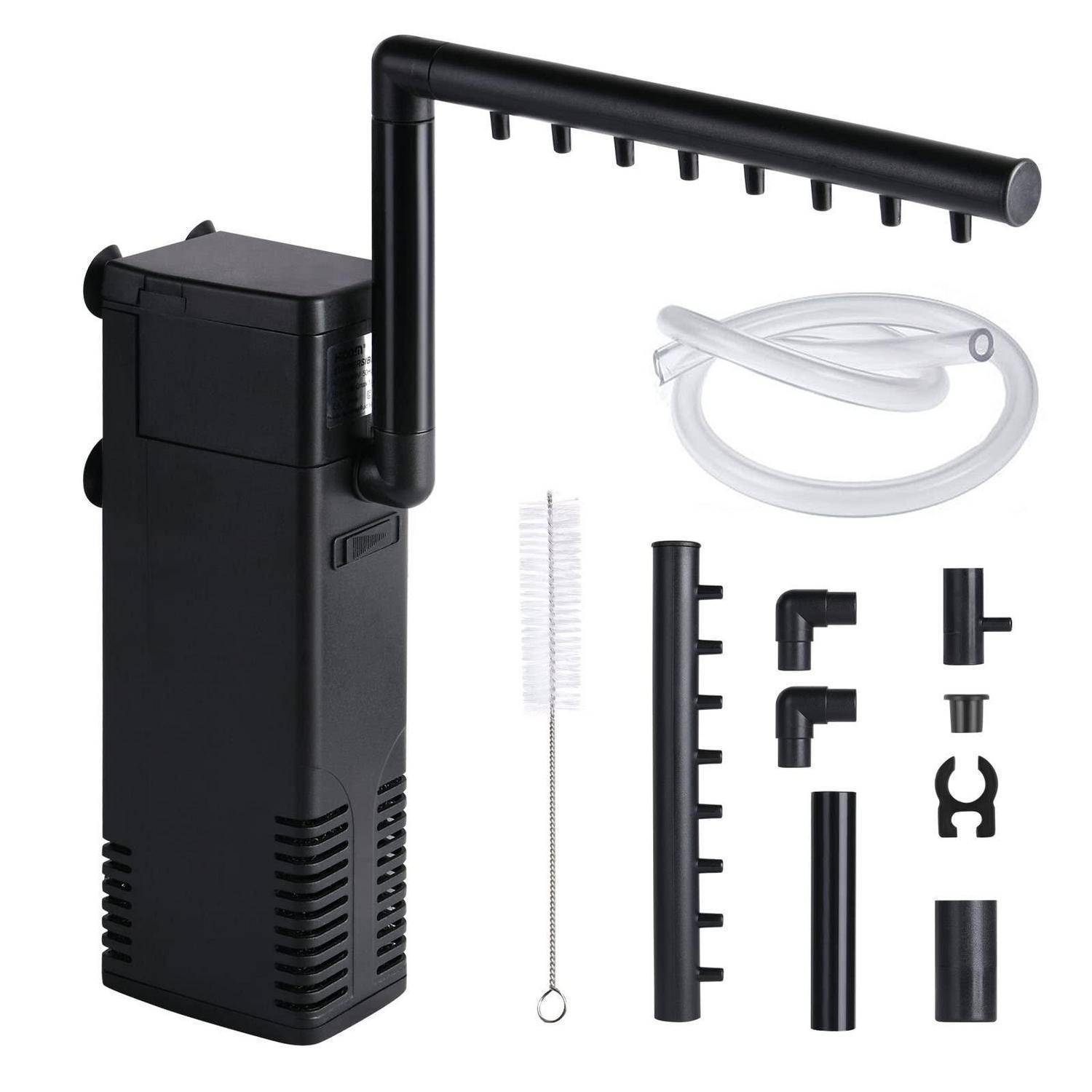 flintronic Aquarium Filter, 8W Aquarium Pumpe, Einstellbarer Aquarium | Innenfilter Sauerstoffpumpe mit Kleine Bürste, Durchfluss Aquarienfilter mit