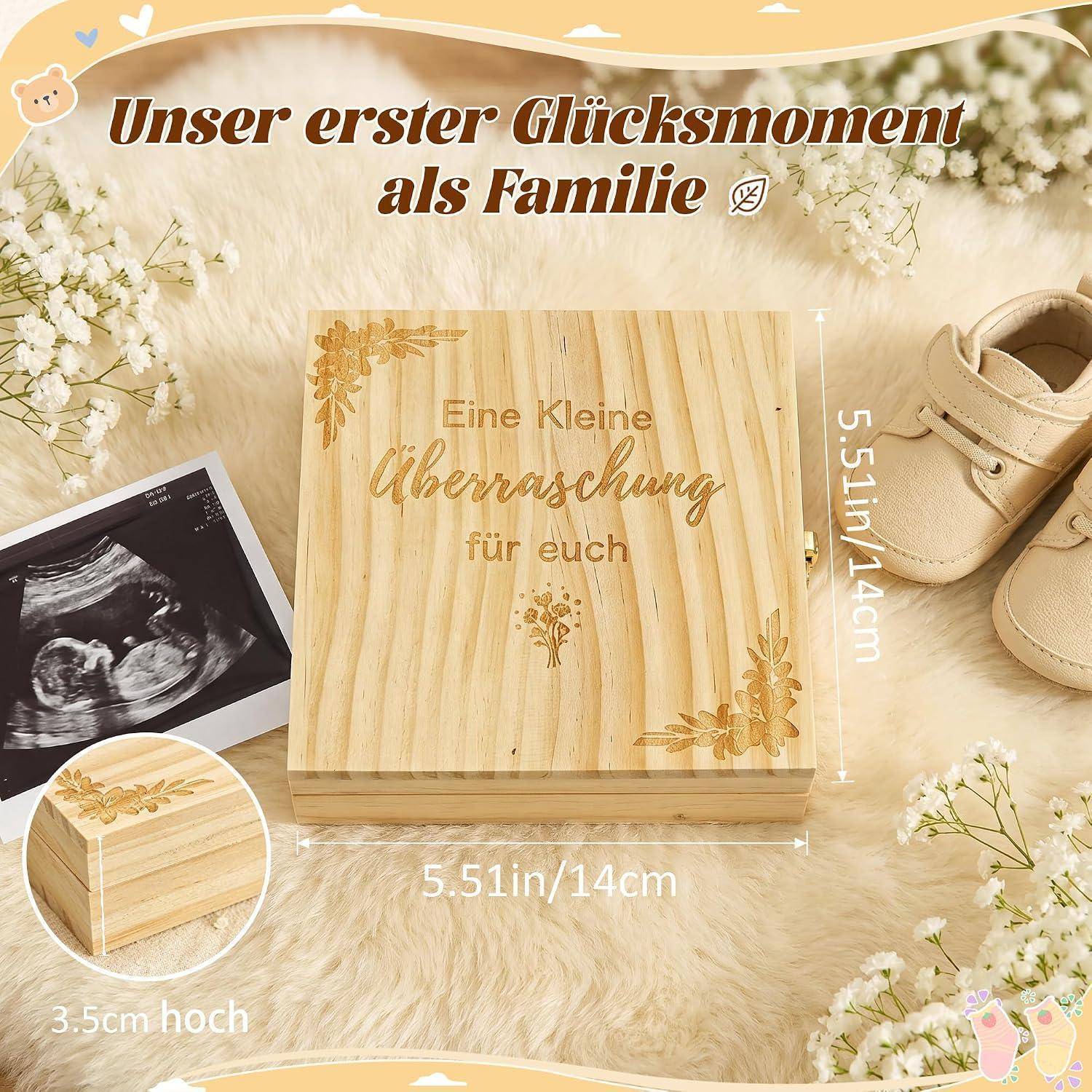 Holzkästchen zur Aufbewahrung mit „Eine kleine Überraschung für euch