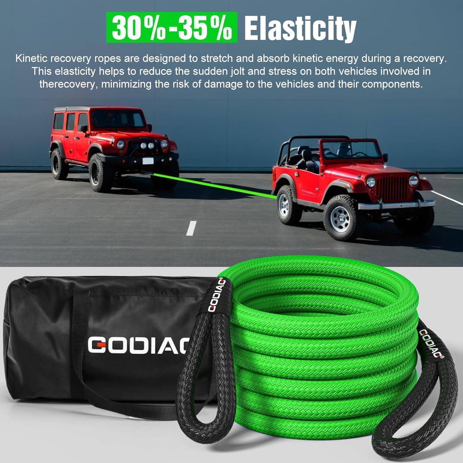 GODIAG 1"×30ft, 9M Abschleppseil Pkw mit Aufbewahrungstasche, Abschleppgurt 9m Tragfähigkeit 46500 LBS für LKW Jeep ATV UTV Traktor Straßenrettung