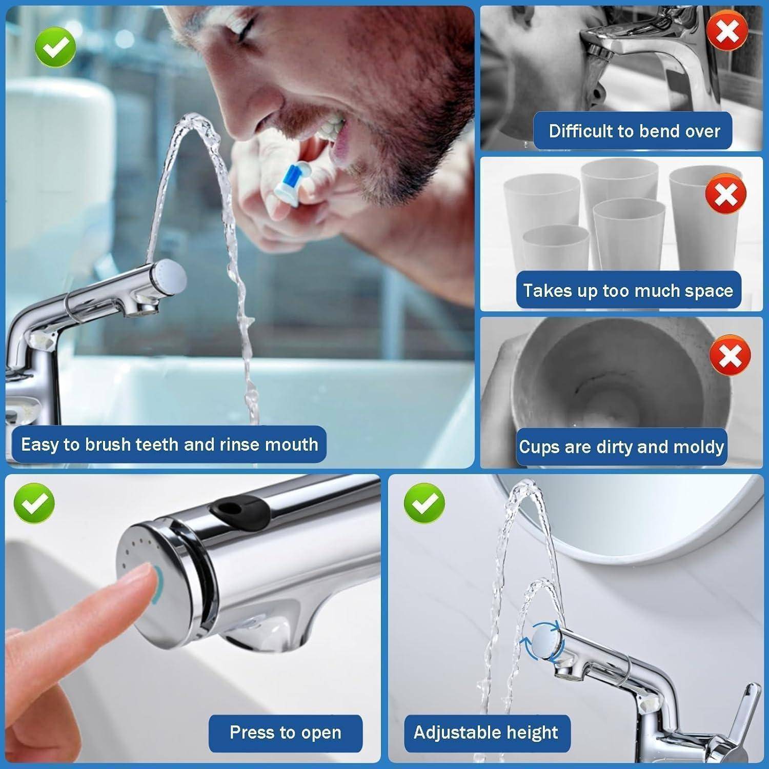 Wasserhahn Bad mit Ausziehbar Brause, Waschtischarmatur Badezimmer mit 3 Strahlarten, Badarmatur Einhebelmischer für Heißes und Kaltes Wasser, Misch