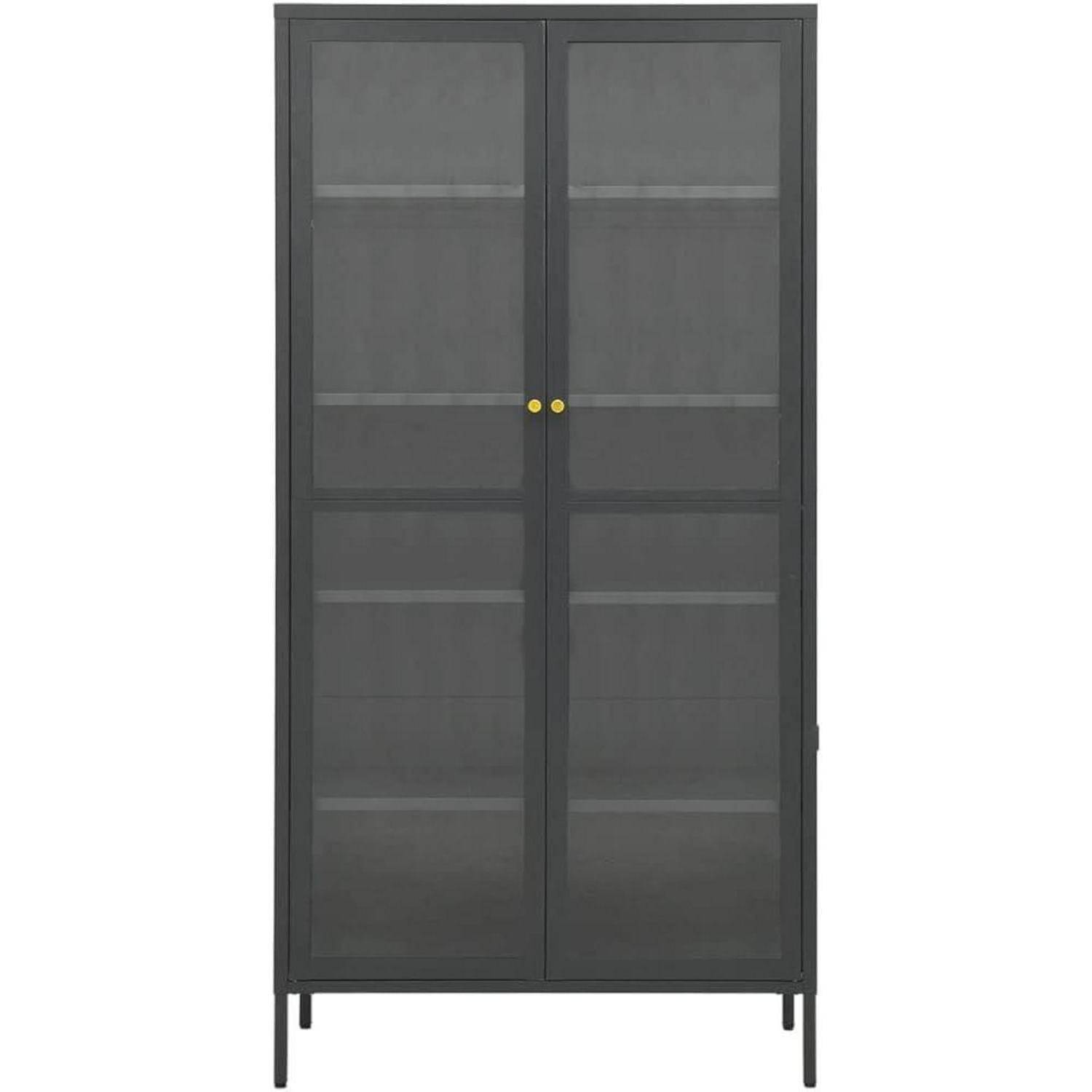 Vitrine Anthrazit 90x40x180 cm Stahl und Gehärtetes Glas