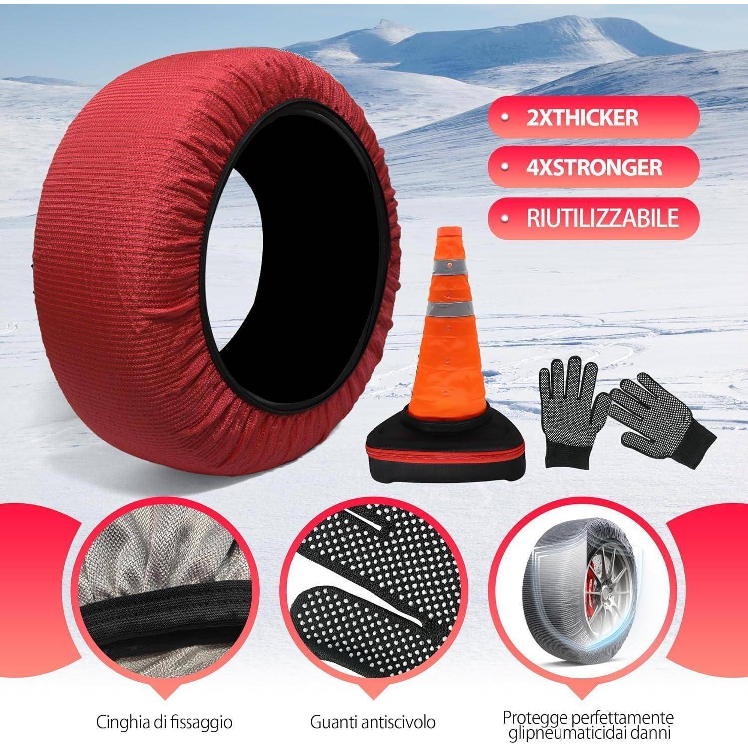 Winterreifen Schneeketten XX-L - EN 16662-1- Hochsichere, leicht installierbare Textil Schneeketten für Autos - rutschfeste, strapazierfähige Ketten
