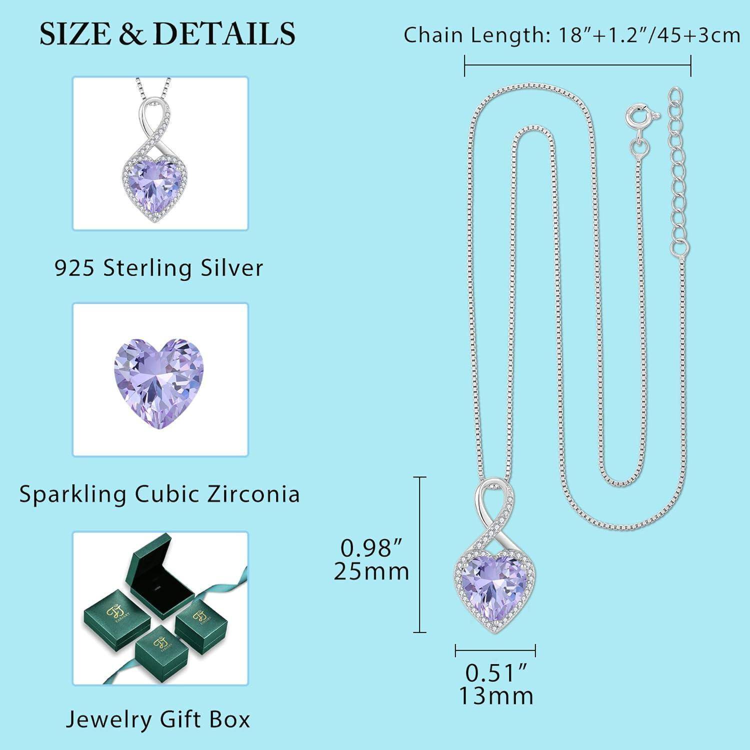 FJ Unendlichkeit Kette Damen 925 Sterling Silber Herz Geburtsstein Halskette Schmuck für Frauen Mutter Freundin Mama 06 Juni - Alexandrit