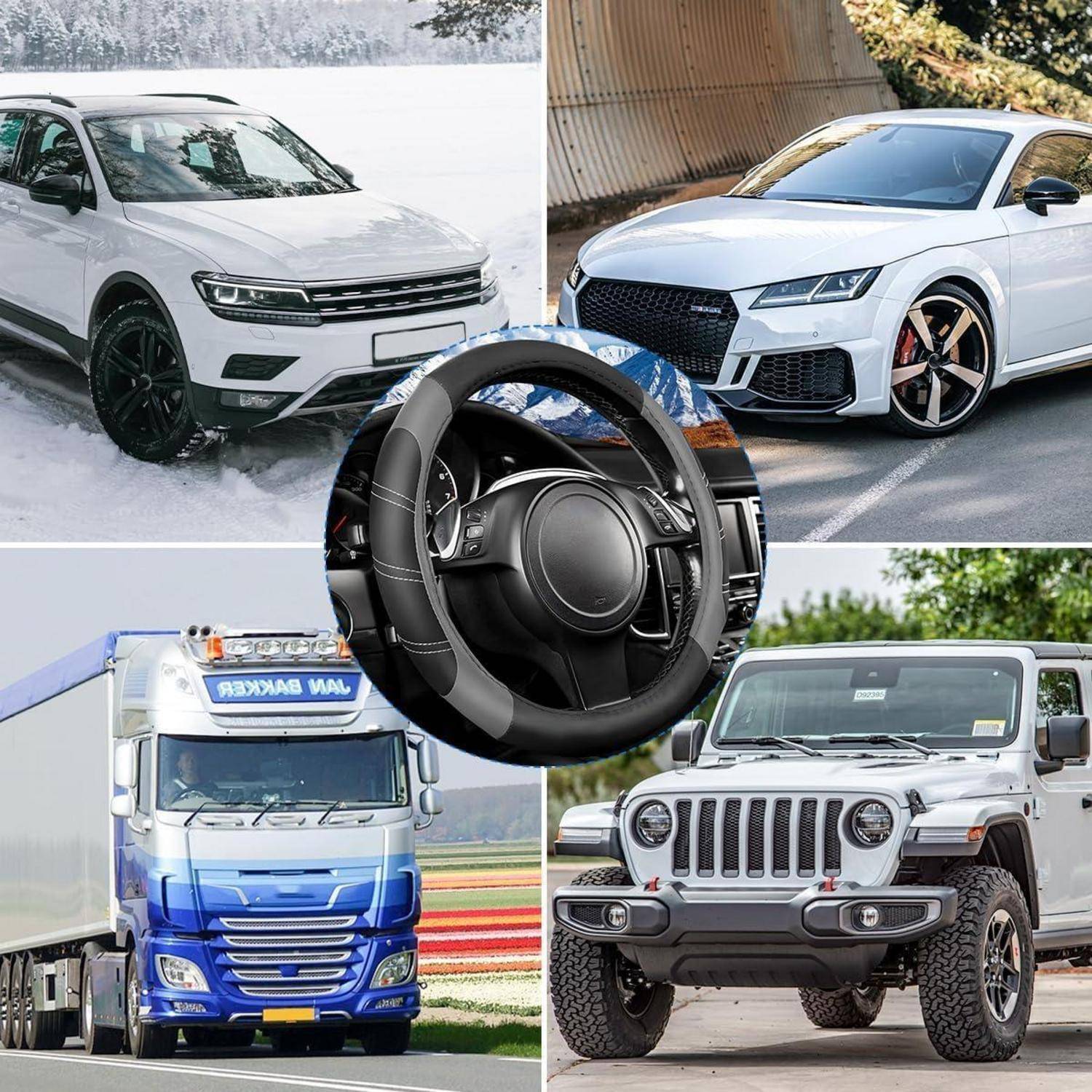 CGEAMDY Auto Lenkradhülle Leder Lenkradbezug, Auto Lenkrad Anti Rutsch, Auto-Lenkradabdeckung Ohne Innenring, Elastischer Leder-Lenkradbezug, Auto