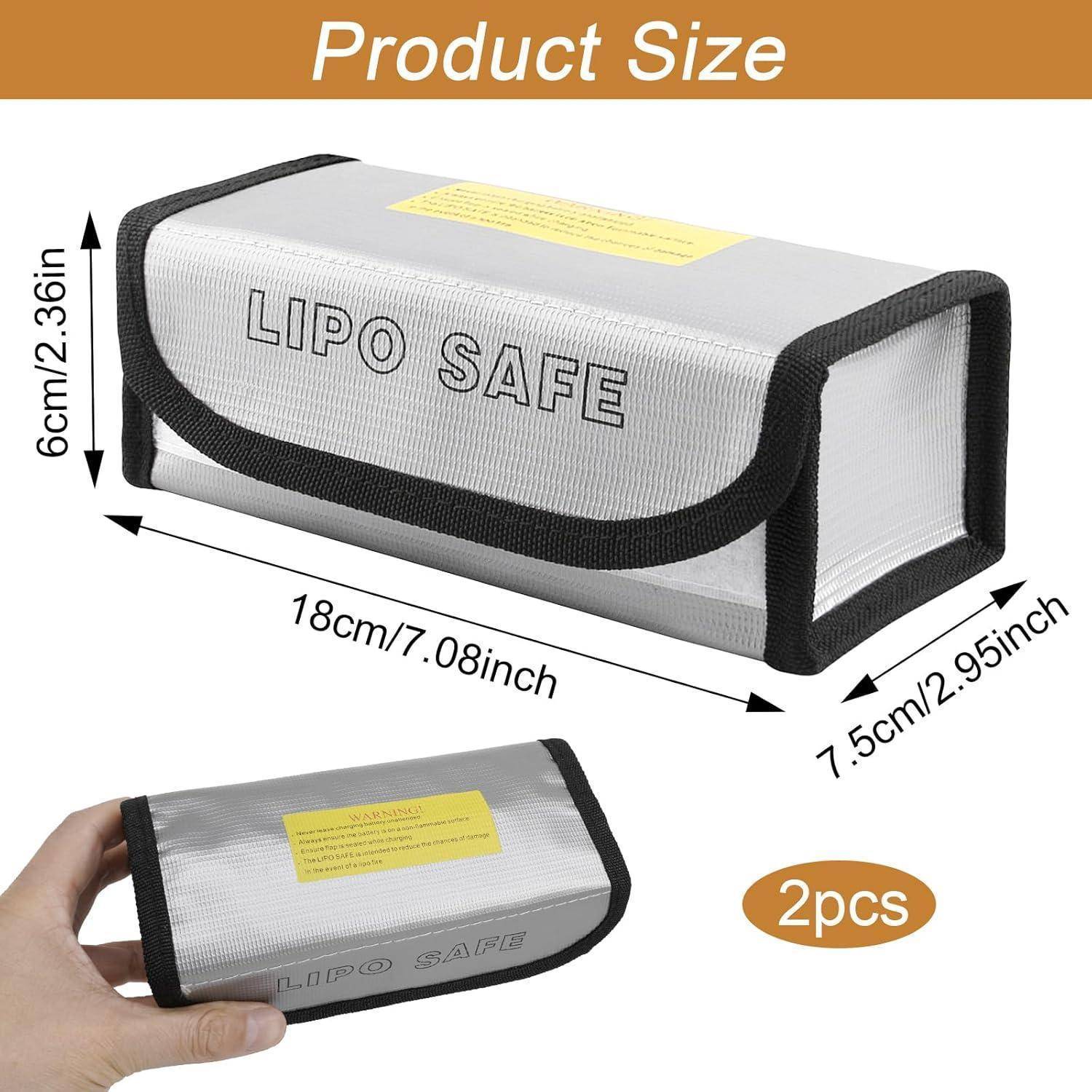 2 Stück Lipo Safe Bag,Akku Tasche Feuerfest,Explosionsgeschützte Feuerfeste Sicherheitsschutztasch für Akkus Lipo,Ebike Akku Tasche Feuerfest für