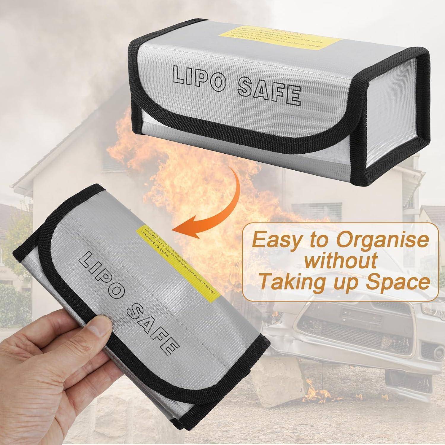2 Stück Lipo Safe Bag,Akku Tasche Feuerfest,Explosionsgeschützte Feuerfeste Sicherheitsschutztasch für Akkus Lipo,Ebike Akku Tasche Feuerfest für