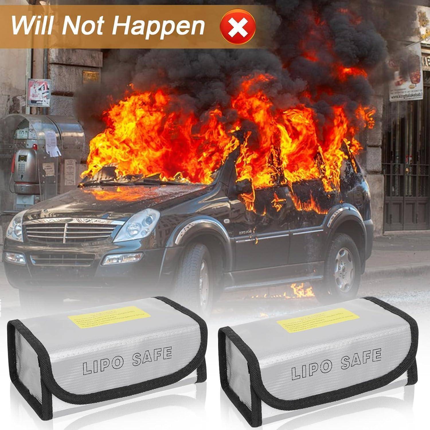 2 Stück Lipo Safe Bag,Akku Tasche Feuerfest,Explosionsgeschützte Feuerfeste Sicherheitsschutztasch für Akkus Lipo,Ebike Akku Tasche Feuerfest für