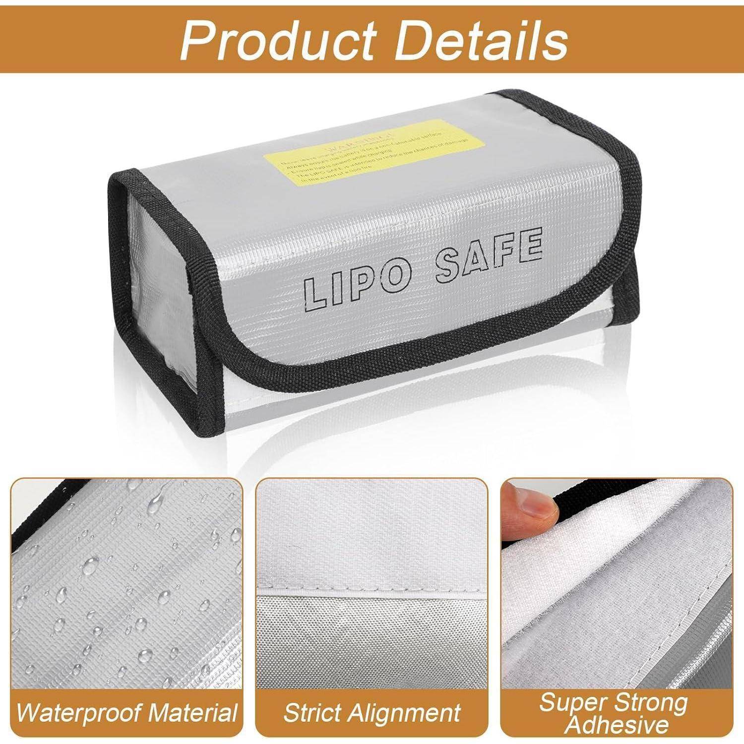 2 Stück Lipo Safe Bag,Akku Tasche Feuerfest,Explosionsgeschützte Feuerfeste Sicherheitsschutztasch für Akkus Lipo,Ebike Akku Tasche Feuerfest für