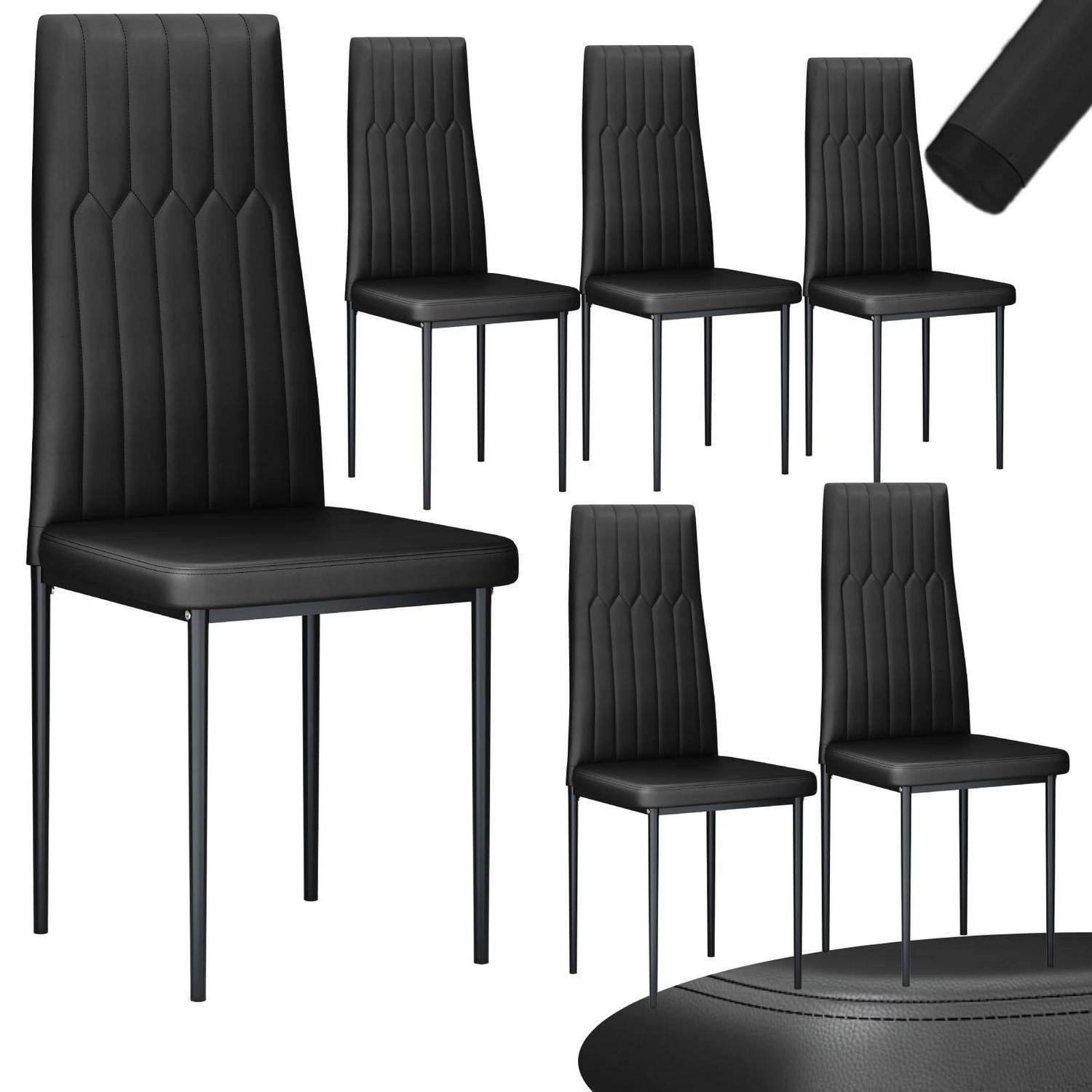Clevich Esszimmerstühle 6er Set mit hoher Rückenlehne, Pflegeleichte Esszimmerstuhl, Wasserdicht PVC, modern Polsterstuhl für Küchen, Esszimmer,