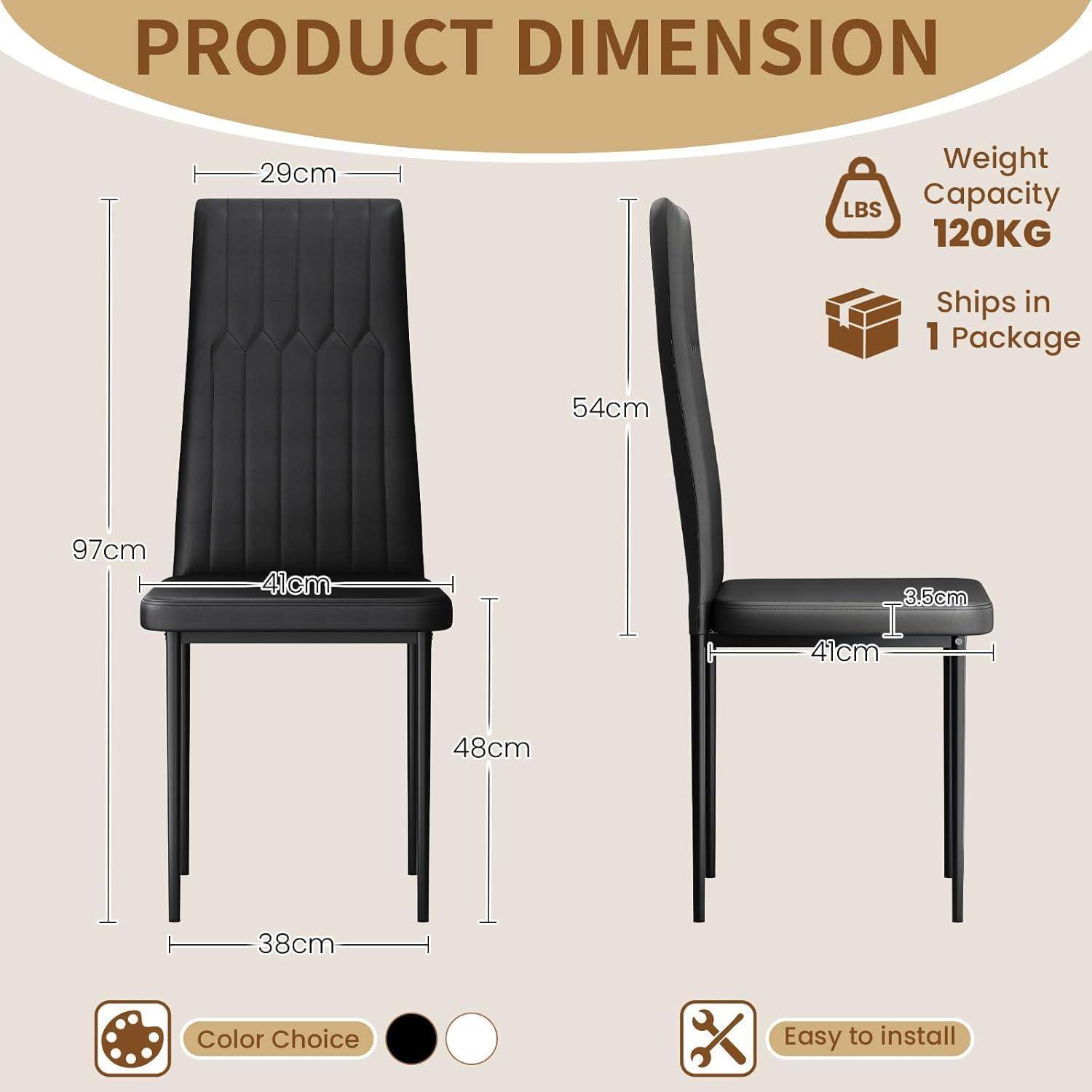 Clevich Esszimmerstühle 6er Set mit hoher Rückenlehne, Pflegeleichte Esszimmerstuhl, Wasserdicht PVC, modern Polsterstuhl für Küchen, Esszimmer,