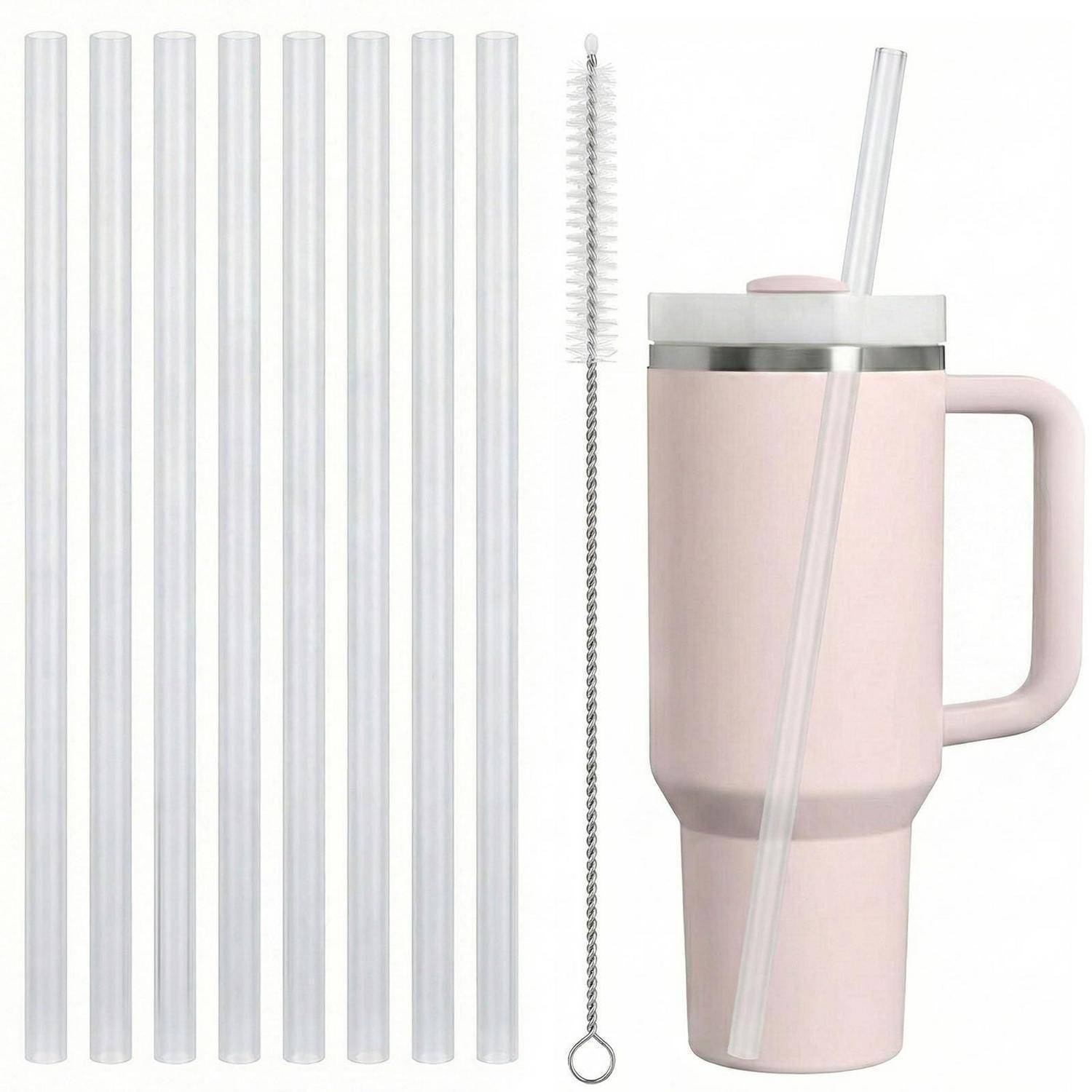 8 Stück Strohhalm für Stanley Cup, 30,5 cm lange Strohhalme mit Reinigungsbürste, Wiederverwendbare, ideal für Stanley Cup 30 oz/40 oz