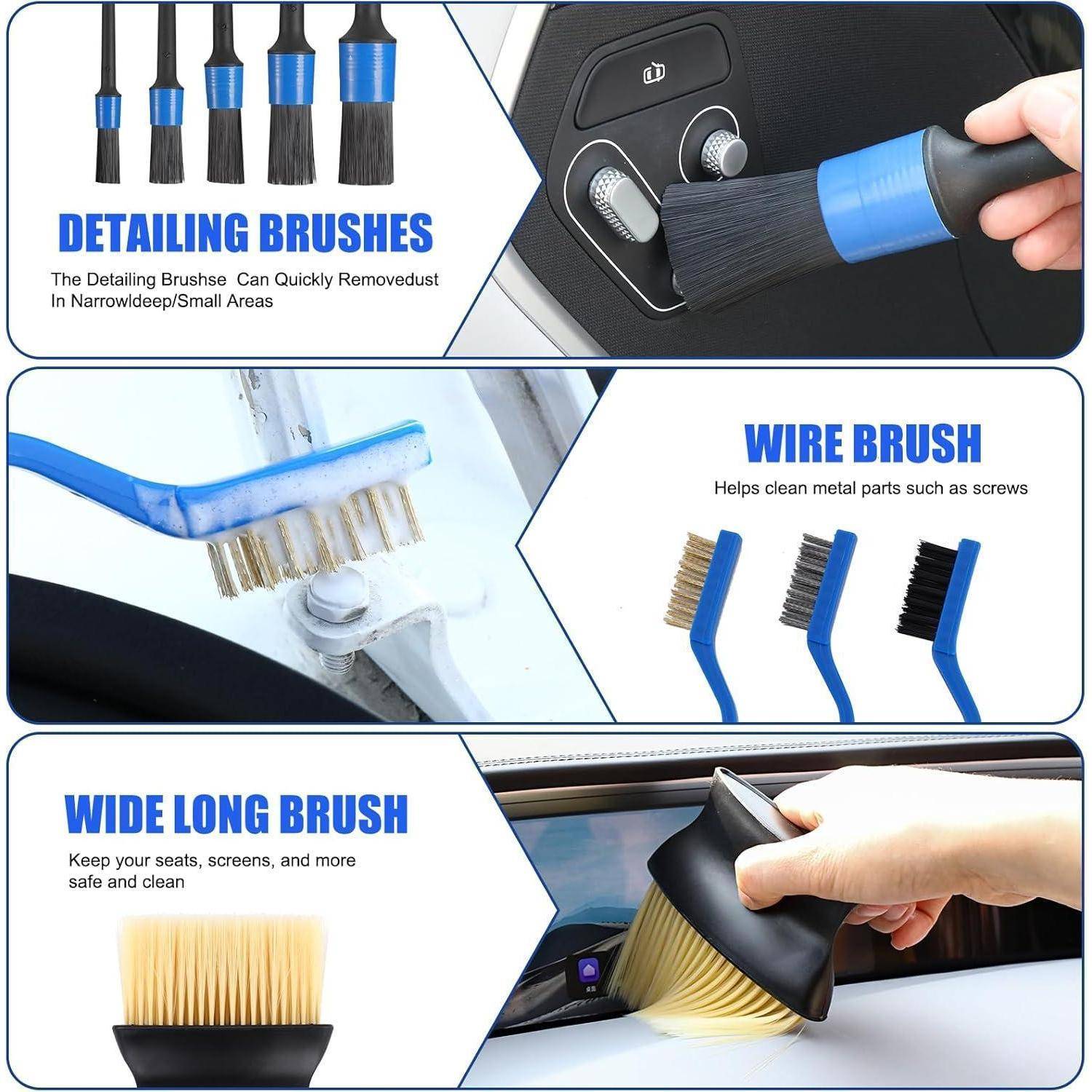 Auto Reinigungsset, 27 Pcs Autowaschset Auto Set, Putz Set Auto Reinigung für Auto, Motorrad, Fahrrad Innenraum und Außen, Auto Pflege Set Komplett