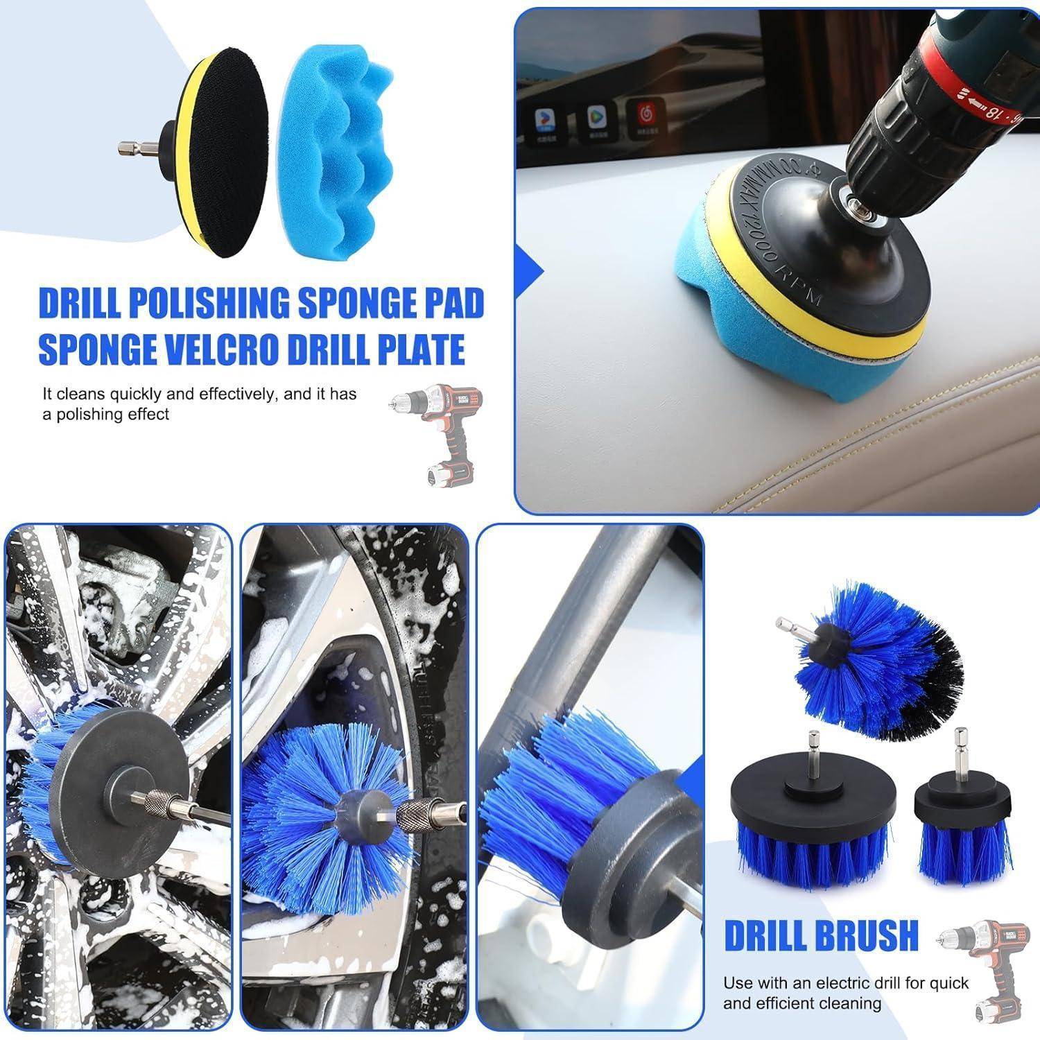 Auto Reinigungsset, 27 Pcs Autowaschset Auto Set, Putz Set Auto Reinigung für Auto, Motorrad, Fahrrad Innenraum und Außen, Auto Pflege Set Komplett