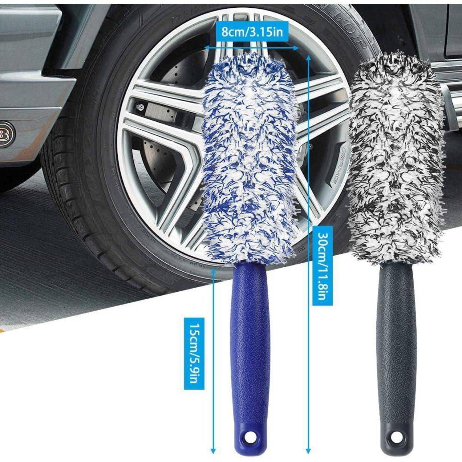 URAQT 2 Stück Mikrofaser Felgenbürste Auto Alufelgen, 30cm Profi Reinigung Felgenreinigungsbürste, Premium Mikrofaser Felgen Bürste für Eine Beso