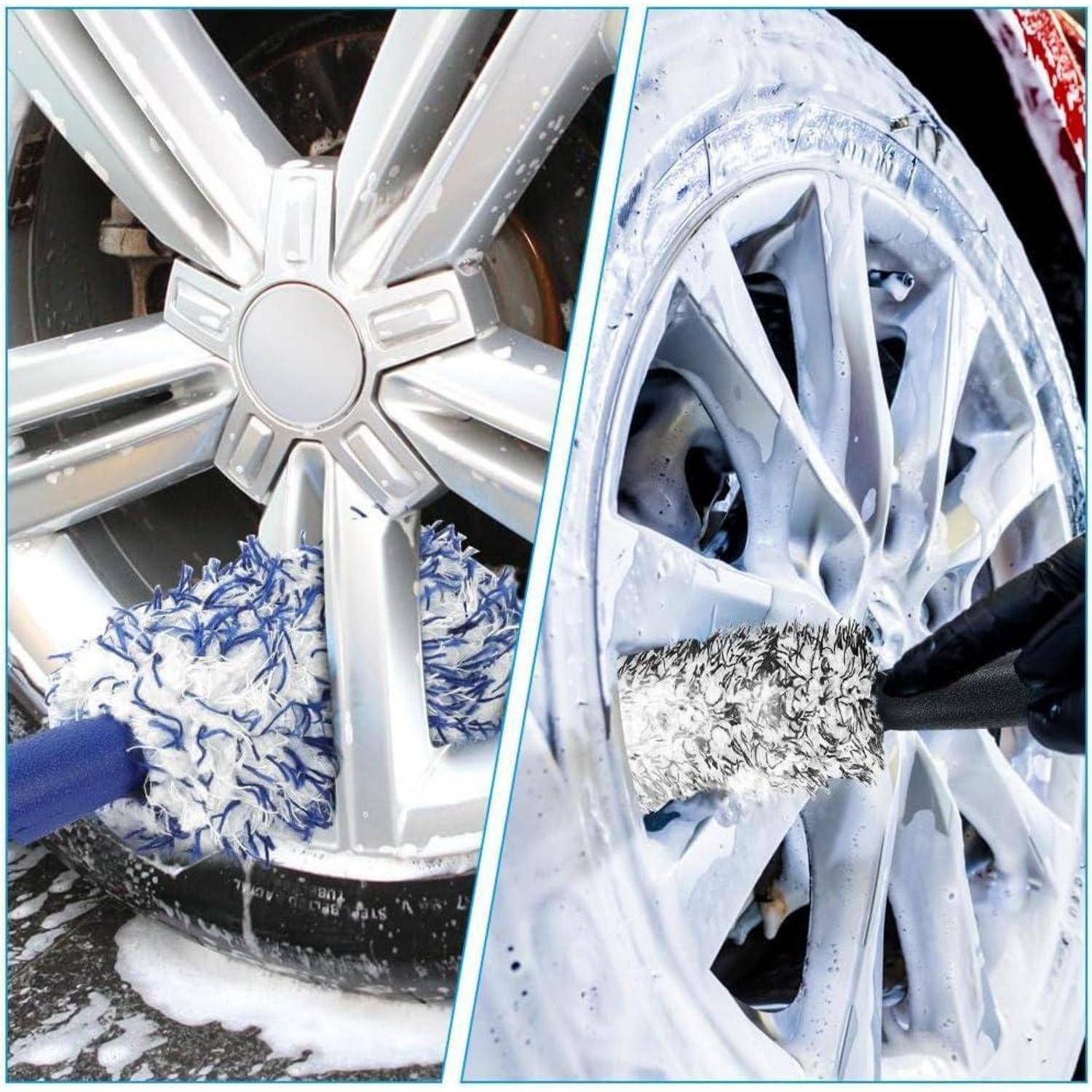 URAQT 2 Stück Mikrofaser Felgenbürste Auto Alufelgen, 30cm Profi Reinigung Felgenreinigungsbürste, Premium Mikrofaser Felgen Bürste für Eine Beso