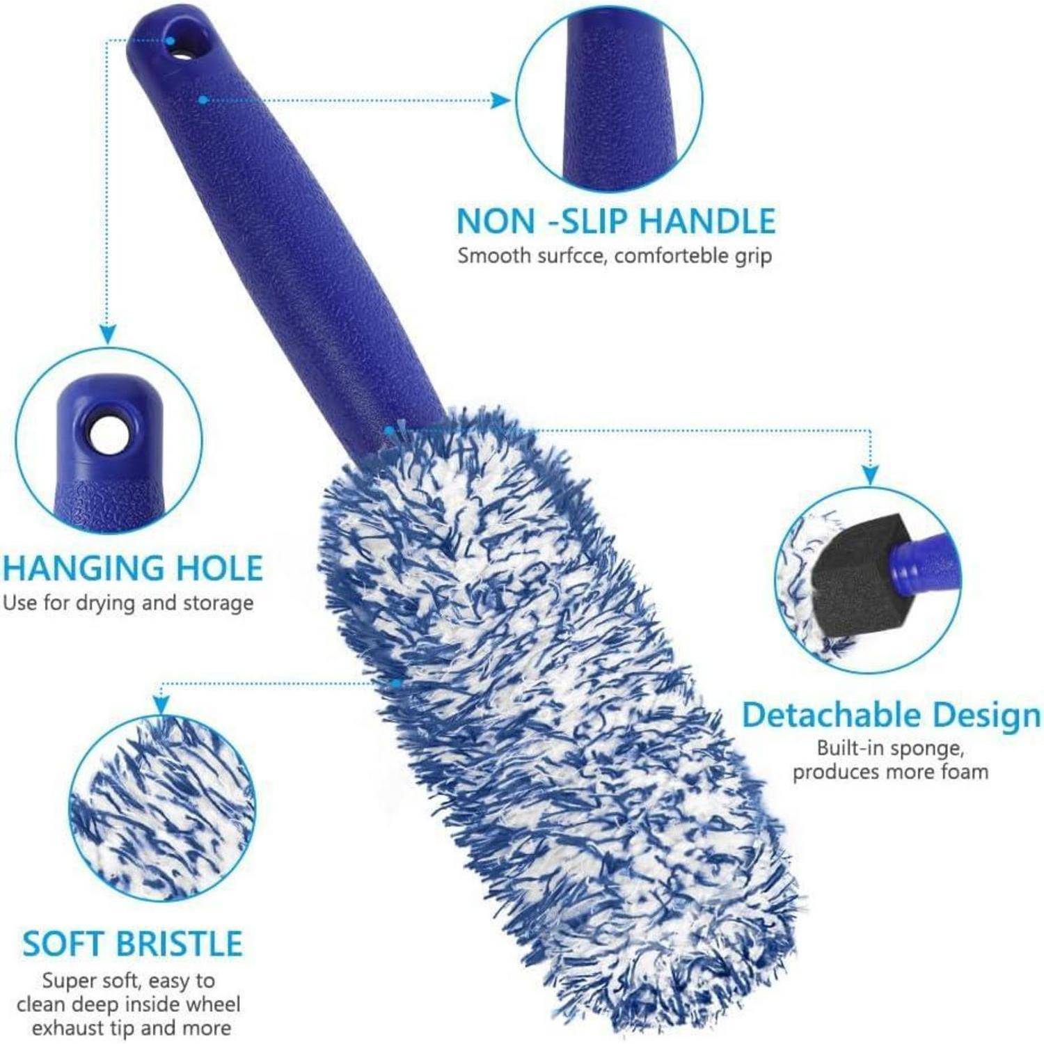 URAQT 2 Stück Mikrofaser Felgenbürste Auto Alufelgen, 30cm Profi Reinigung Felgenreinigungsbürste, Premium Mikrofaser Felgen Bürste für Eine Beso