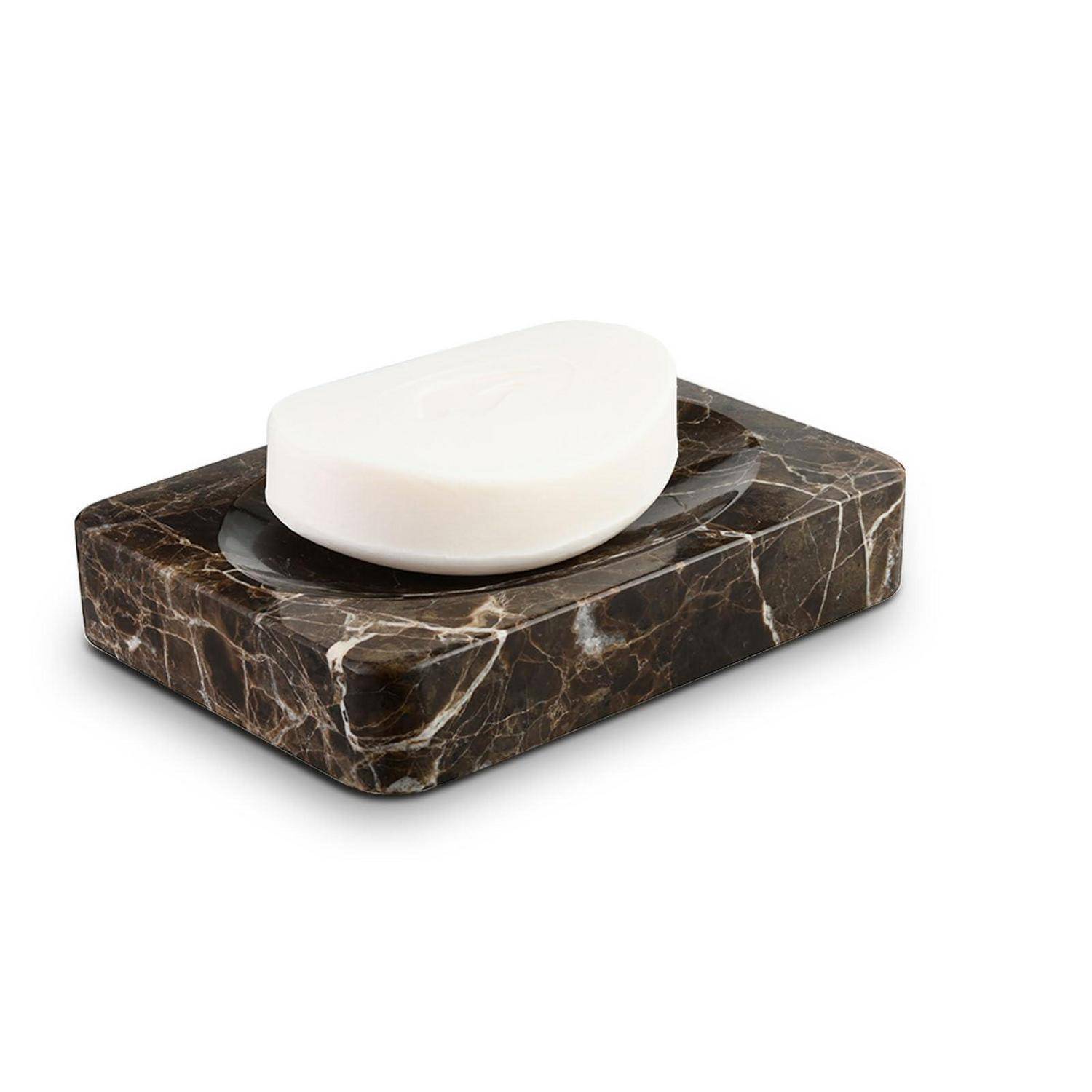 Seifenschale Marmor, Dunkelbraun Seifenschale Rechteckig 12x9 cm, Emperador Dark Schmuckschale Naturstein, Small Soap Dish Dark Brown 12 Cm Rect