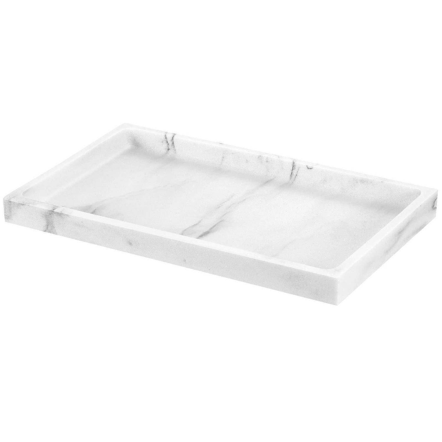 Luxspire Badezimmertablett, Harz Schminktisch Tablett Organizer Deko Rechteckig Schmucktablett Schmuckaufbewahrung Mini Schale für Gewebe, Kerzen