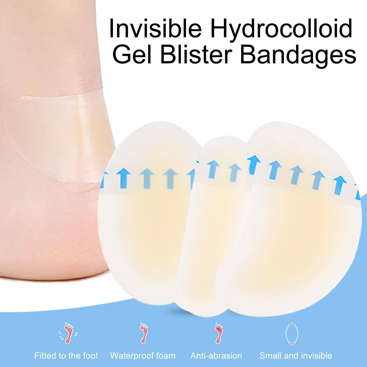30 Stück Blasenpflaster,Hydrokolloid Pflaster,Wasserdicht Gel Pflaster, Ferse Blasenpflaster,fersenschutz, Linderung von Reibungsschmerzen