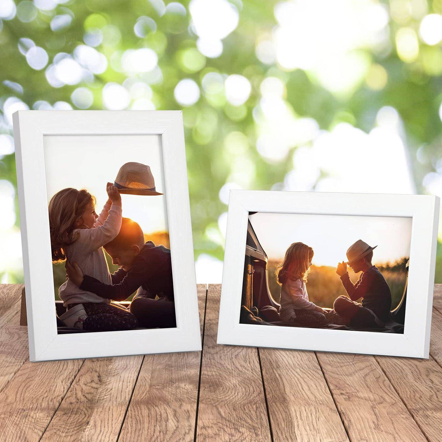 Giftgarden 7 Stück Bilderrahmen Set 10x15 cm für 15x10 Fotos und Bilder, Moderne Weiß Fotorahmen Collage, Wand- oder Tischaufsteller - Geschenk Fre