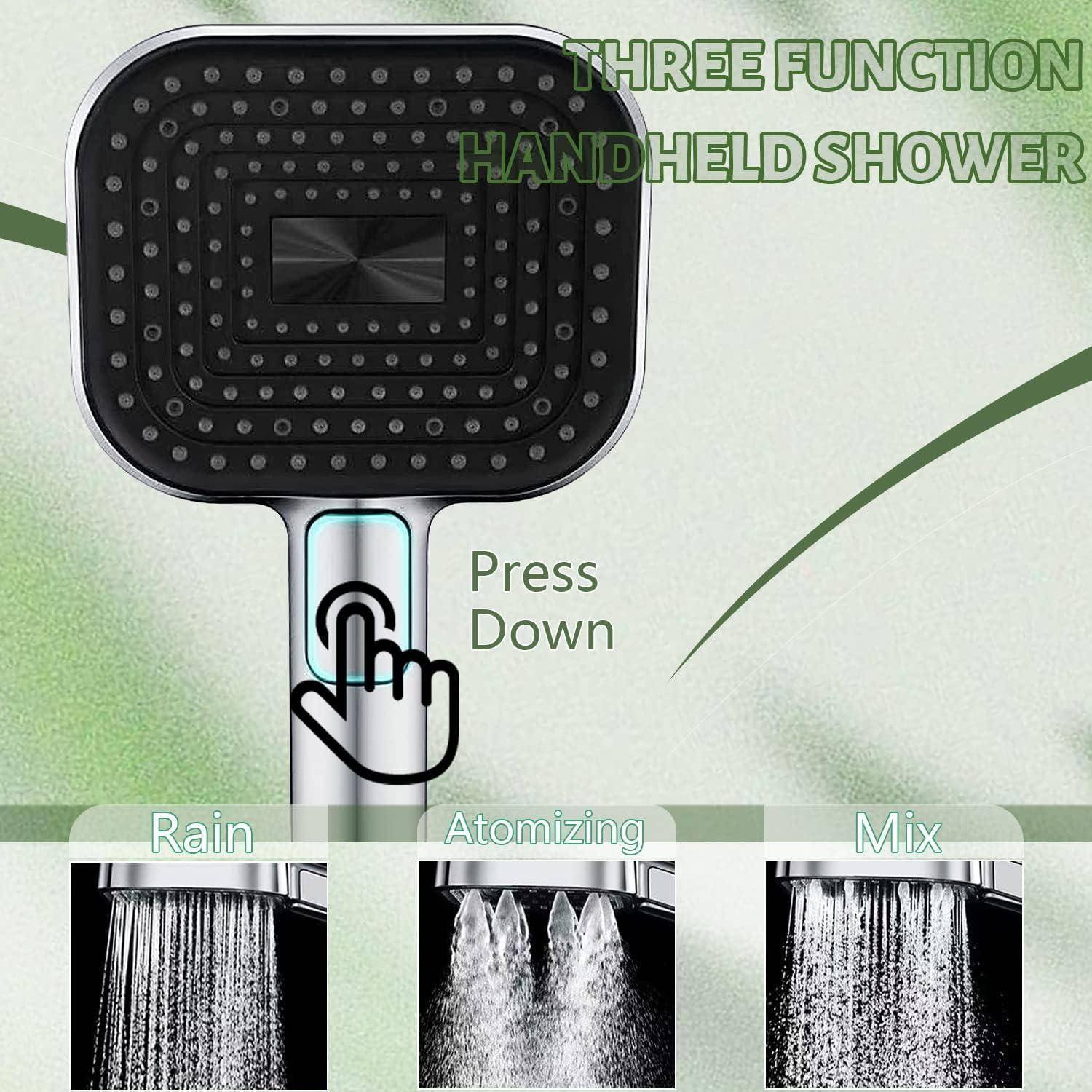 Duschkopf Regendusche Duschbrause Wassersparend Handbrause Druckerhöhend Großer mit 3 Strahlarten Brausekopf Dusche Energie Sparduschkopf Hochdruck