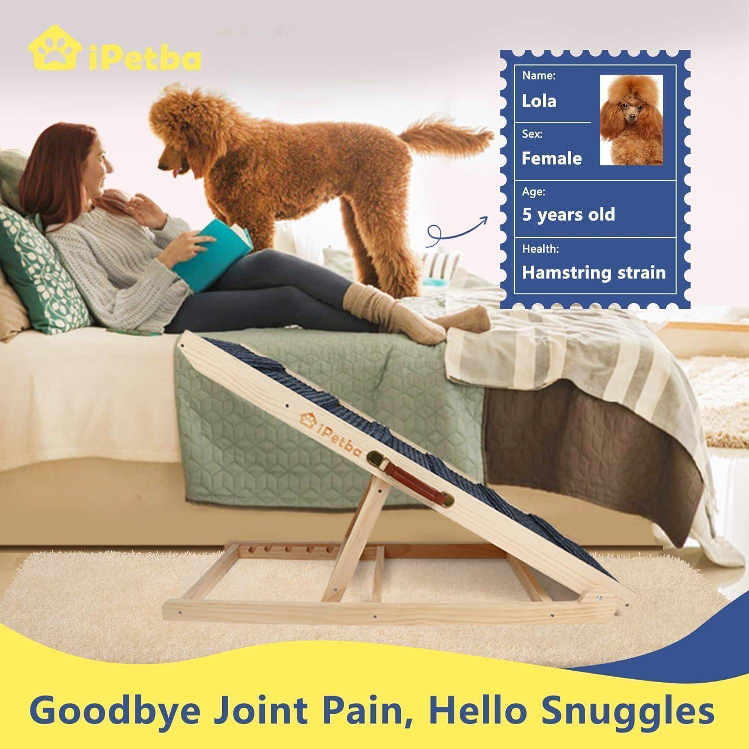 Hunderampe Bett Sofa für Kleine und Große Hunde Klappbar Rampe Hund Katzen Einstellbar 30-60 cm, bis zu 90kg Innen-bis zu 90kg