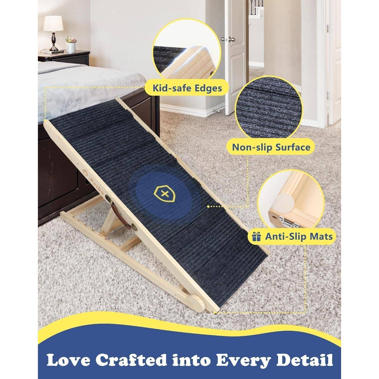 Hunderampe Bett Sofa für Kleine und Große Hunde Klappbar Rampe Hund Katzen Einstellbar 30-60 cm, bis zu 90kg Innen-bis zu 90kg