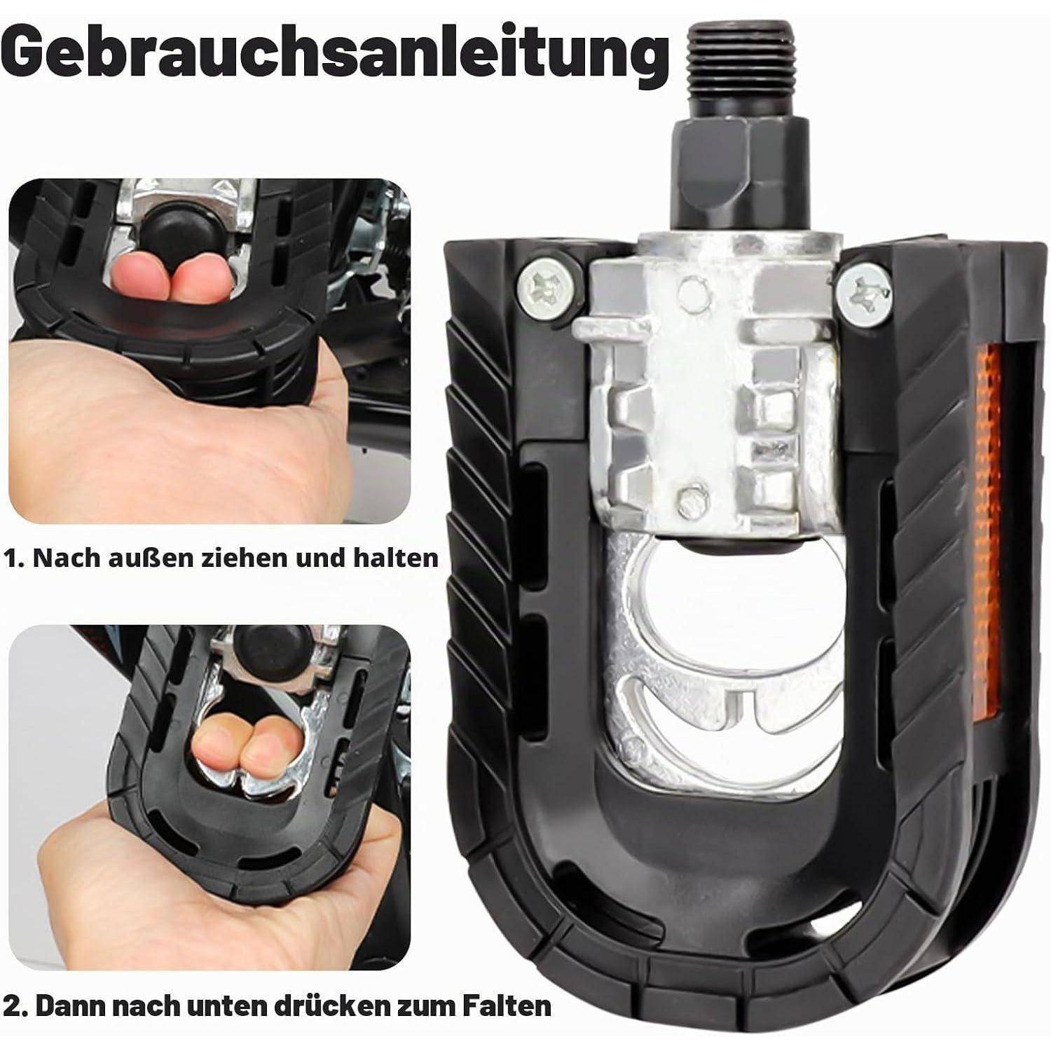 Fahrradpedale, Fahrrad Pedale Beidseitig Klappbar, rutschfeste Trittfläche, Industrie-Kugellager Fahrrad Klapppedale, Bike Pedals mit Reflektoren