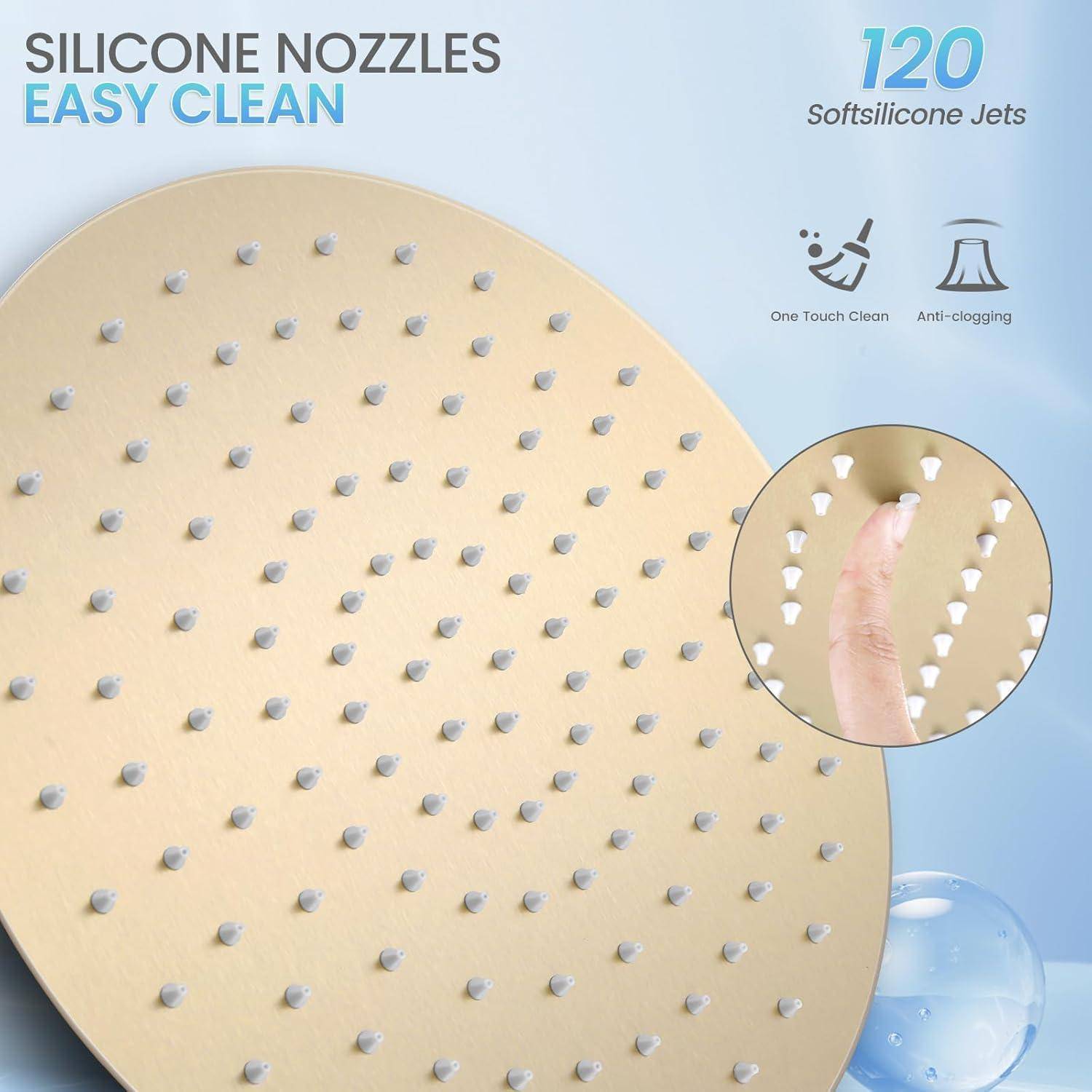 30CM Rund Regendusche Duschkopf Gold, 12 Zoll Wasserfall Duschkopf Wassersparend, Ganzmetall-Edelstahl 304, Decken Regenduschköpfe mit 120