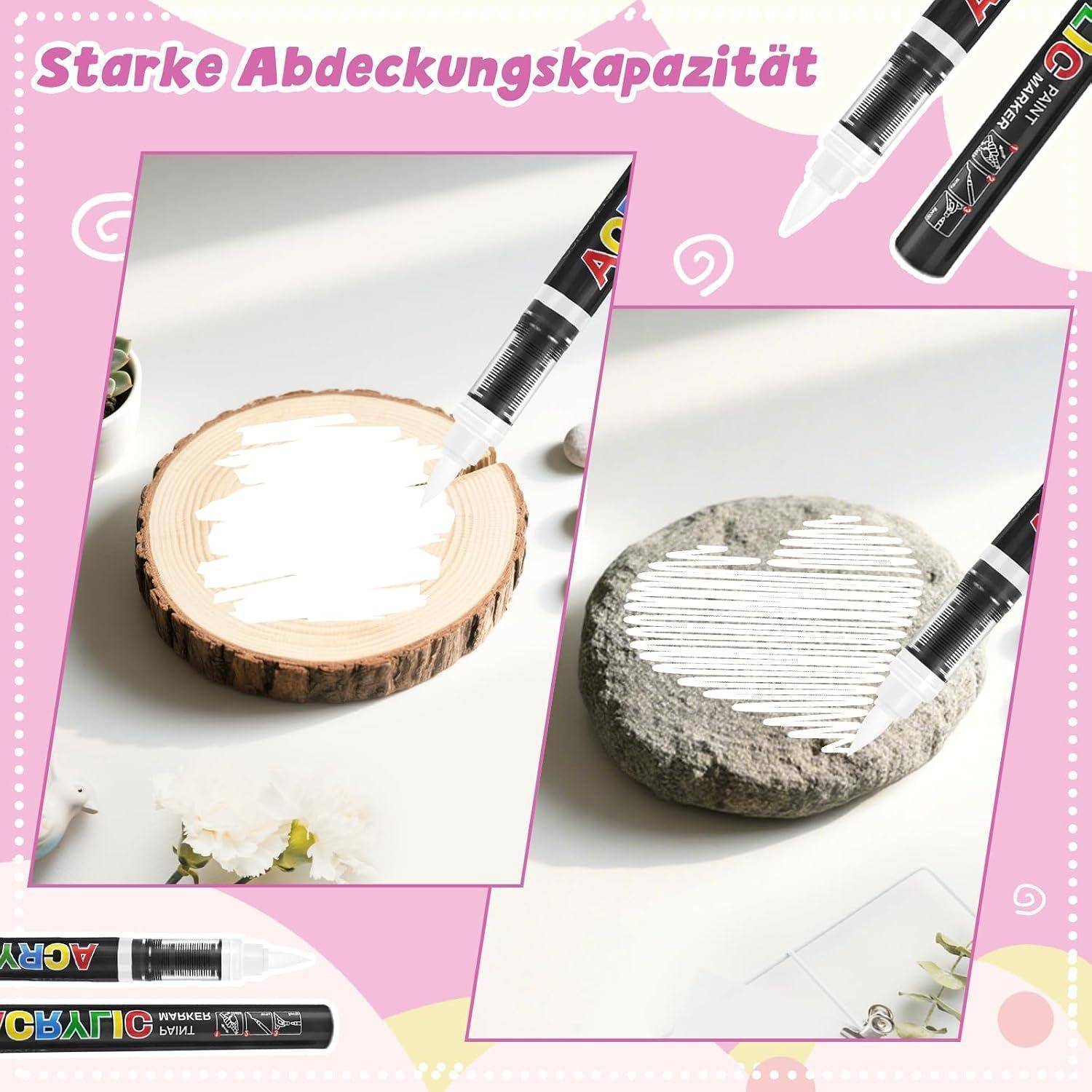 Produktwerbung in Pink mit einem weißen Marker, auf dem 
