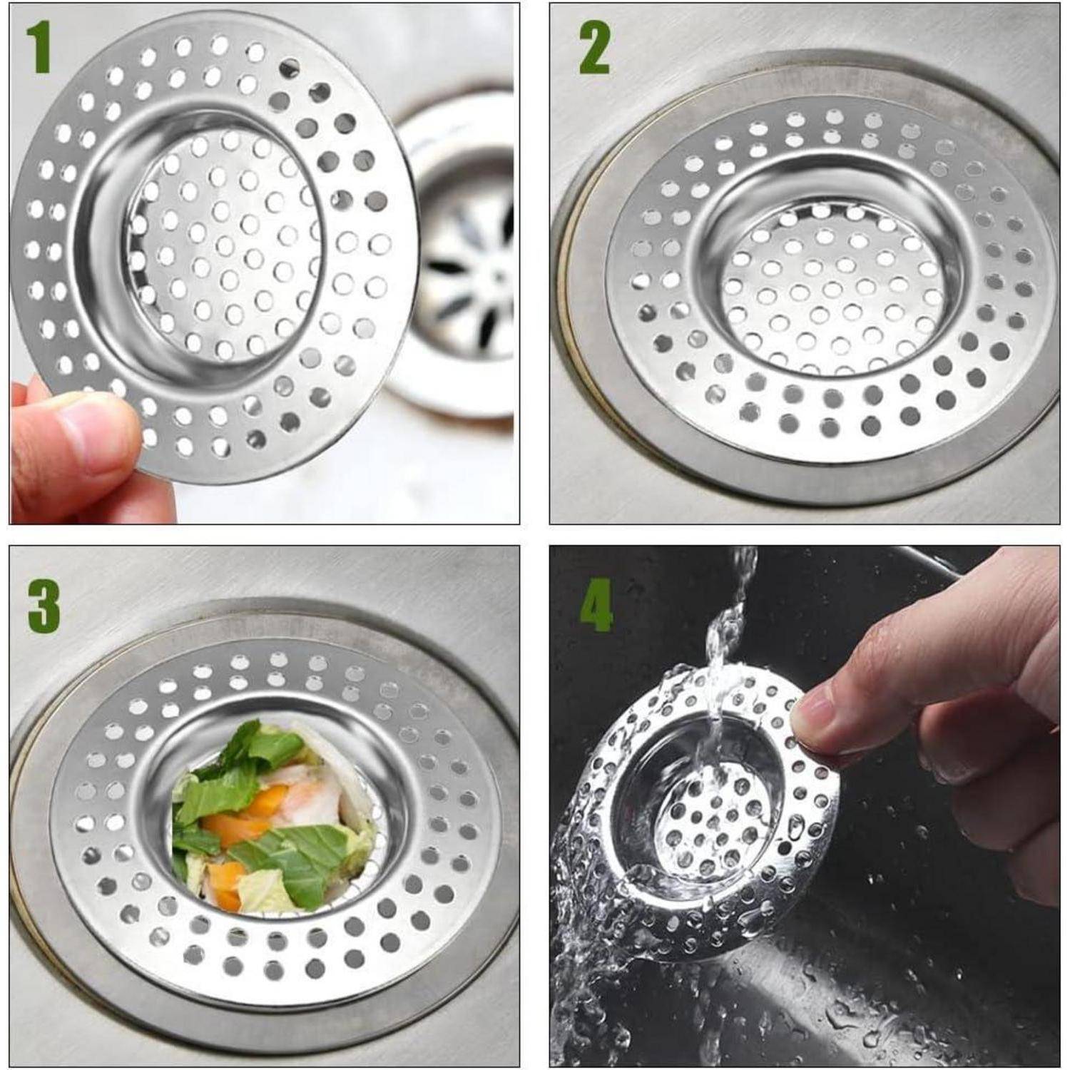 4 Stück Abflusssieb Edelstahl, Löcher Waschbecken Sieb, Abflusssieb Dusche, Waschbecken Sieb aus Edelstahl, Haarsieb Dusche, Abfluss Siebe 75mm