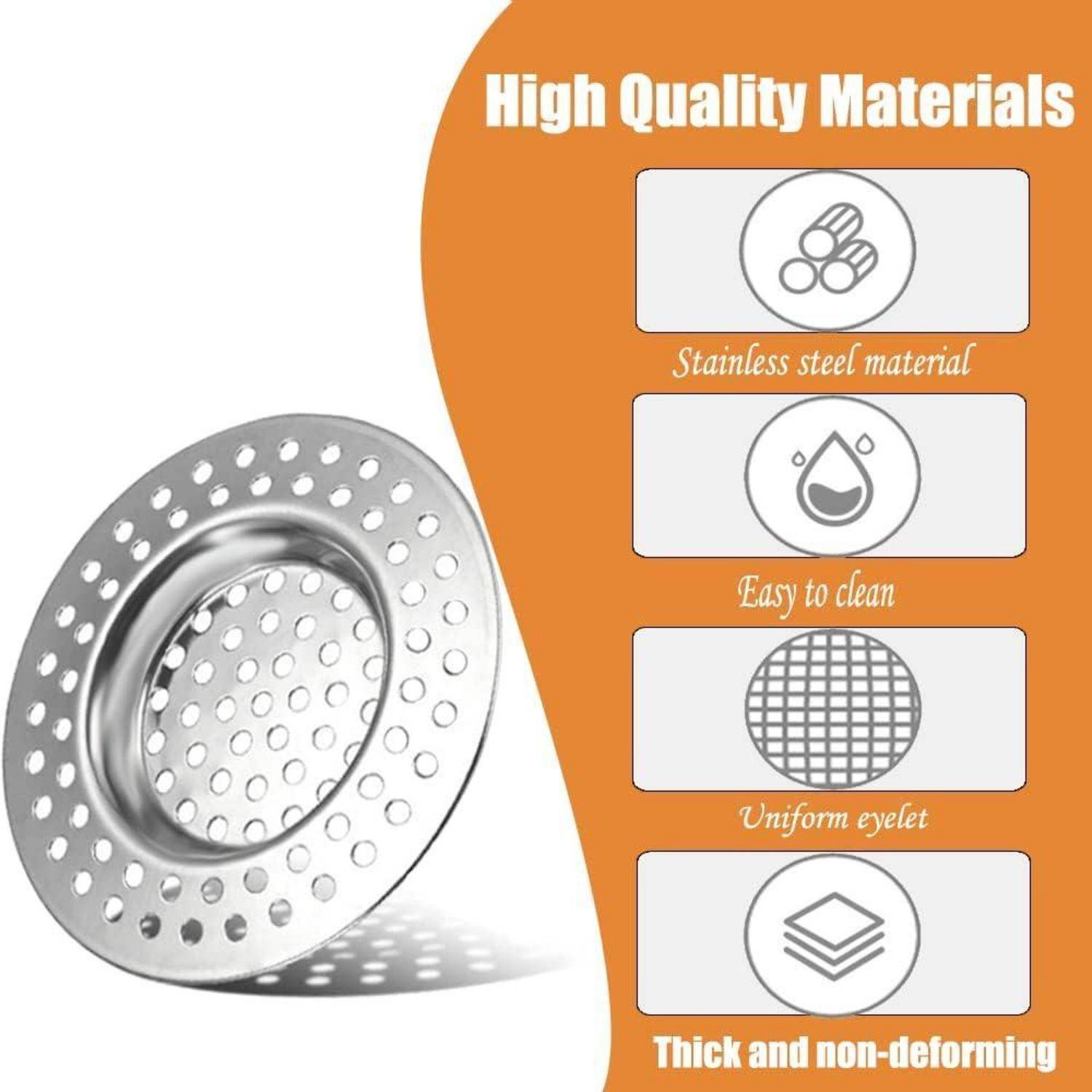 4 Stück Abflusssieb Edelstahl, Löcher Waschbecken Sieb, Abflusssieb Dusche, Waschbecken Sieb aus Edelstahl, Haarsieb Dusche, Abfluss Siebe 75mm
