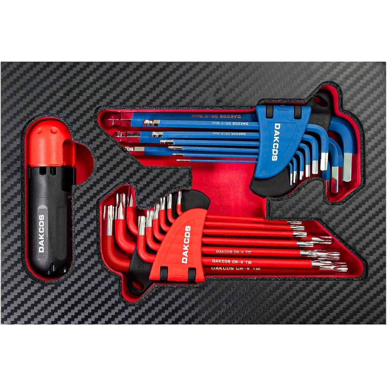 DAKCOS 18 tlg Torx Innensechskantschlüssel mit Griff TX & HX Winkelschlüssel | T10-T50 & 1,5mm-10mm | Cr-V 9tlg-HX + 9tlg-TX
