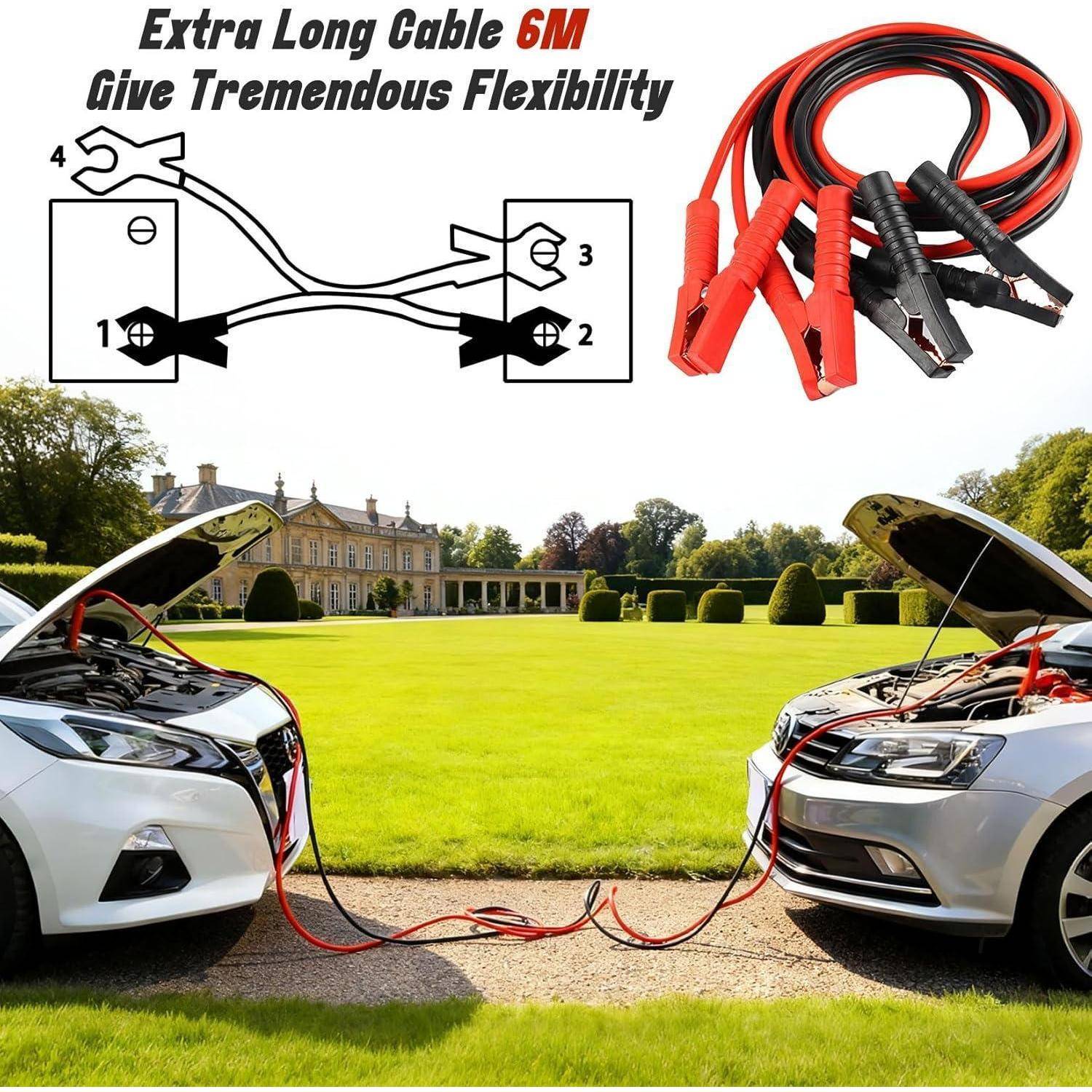 Starthilfekabel Auto 6M Überbrückungskabel Alu Kupfer 3000Amp 16mm² Starterkabel für PKW LKW(6M)