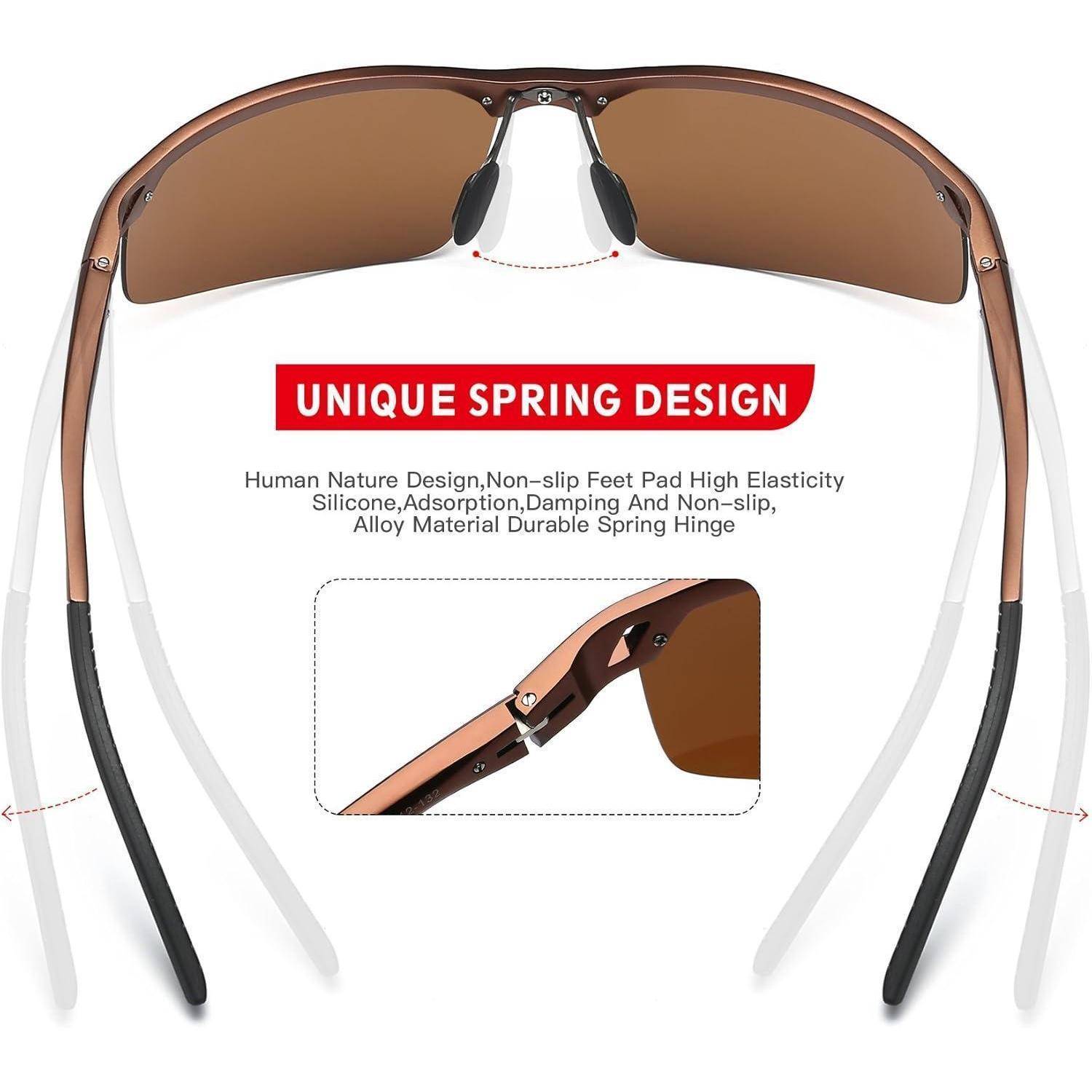 DUCO Sonnenbrille für Herren Retro Polarisierte Sonnenbrille Ultraleichte Sportbrille Al-Mg Metallrahmen Fahrerbrille 8550