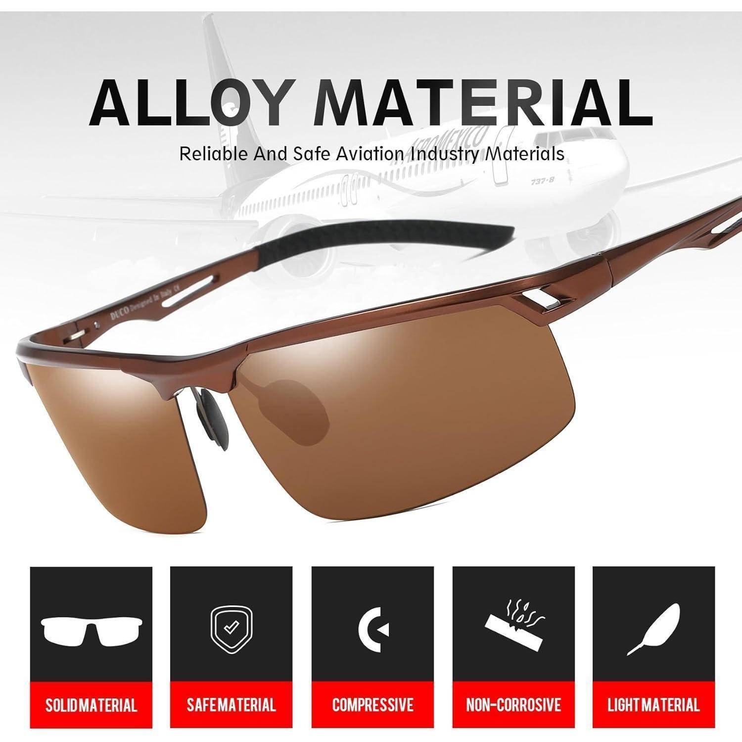 DUCO Sonnenbrille für Herren Retro Polarisierte Sonnenbrille Ultraleichte Sportbrille Al-Mg Metallrahmen Fahrerbrille 8550