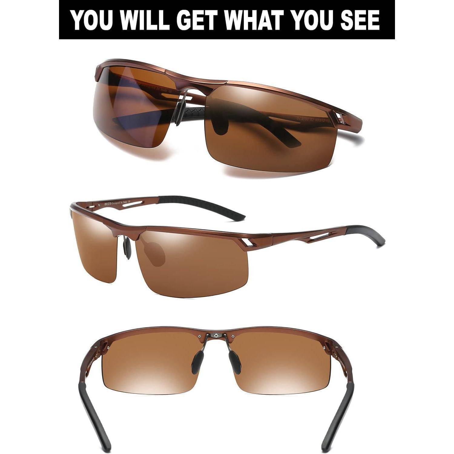 DUCO Sonnenbrille für Herren Retro Polarisierte Sonnenbrille Ultraleichte Sportbrille Al-Mg Metallrahmen Fahrerbrille 8550