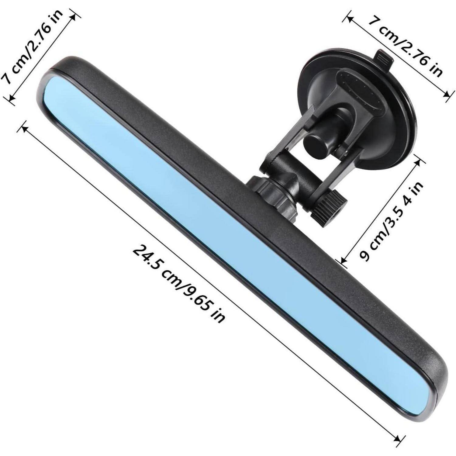 Blendfreier Auto Rückspiegel für den Innenbereich Universal Panorama und Weitwinkelspiegel mit Saugnapf für Auto und Boot. Blau 245 mm