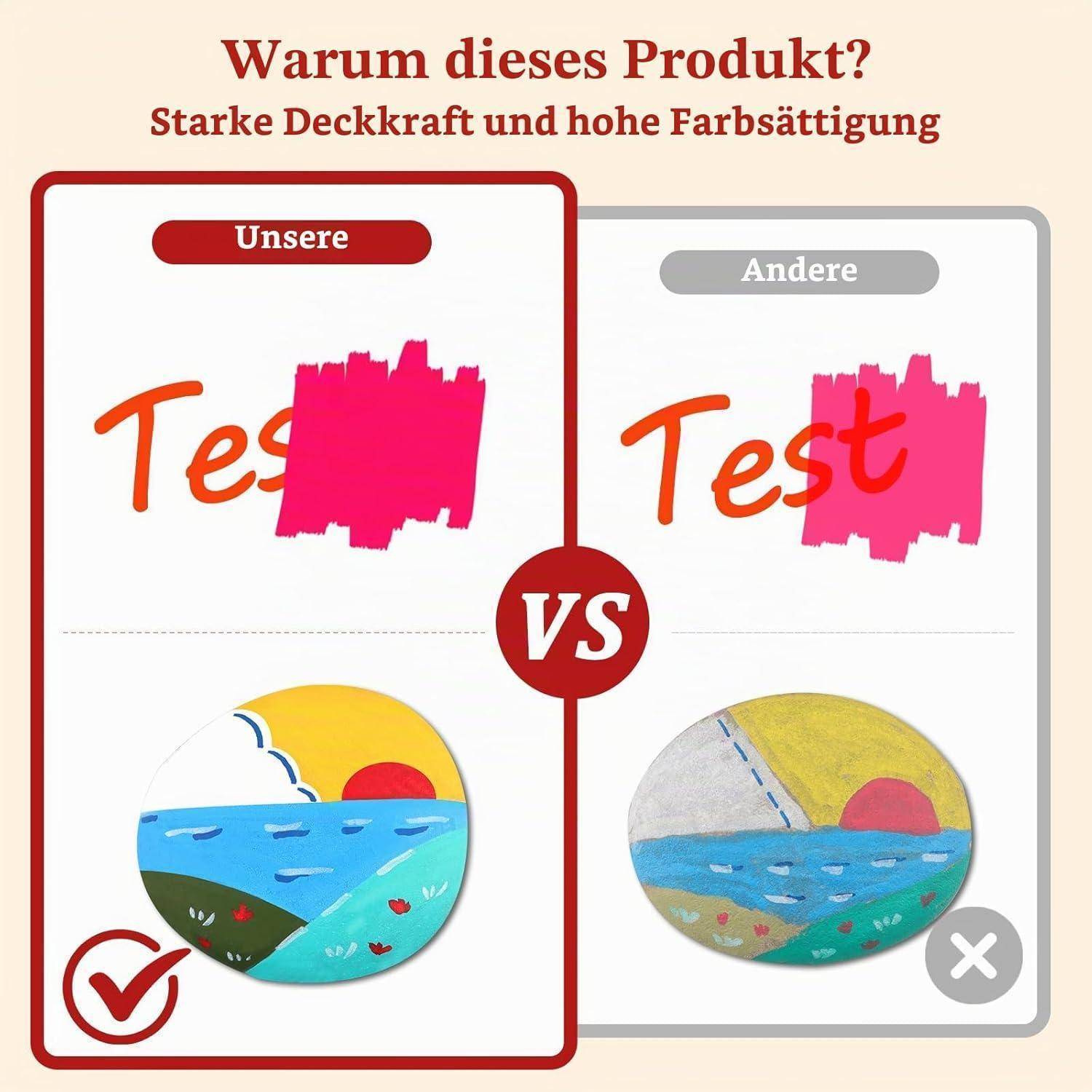 Acrylstifte, 60 Farben, Direktflüssig mit flexibler Pinselspitze | kräftige Farben für Steine bemalen, Zeichnen und Ausmalen; direktflüssige Acryl